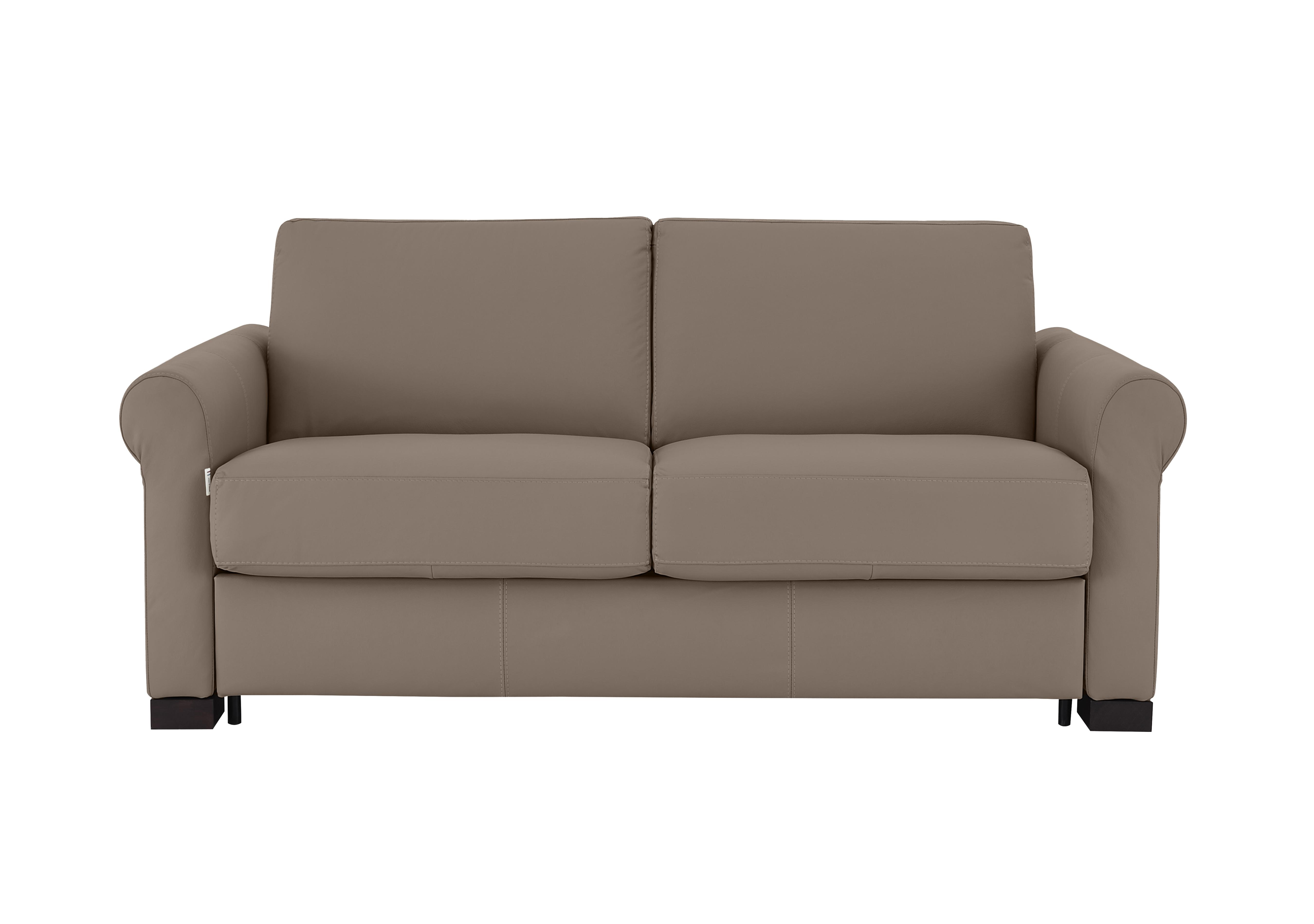 Alcova 2 Seater Leather Sofa Bed with Scroll Arms in Botero Taupe 2152 on Furniture Village