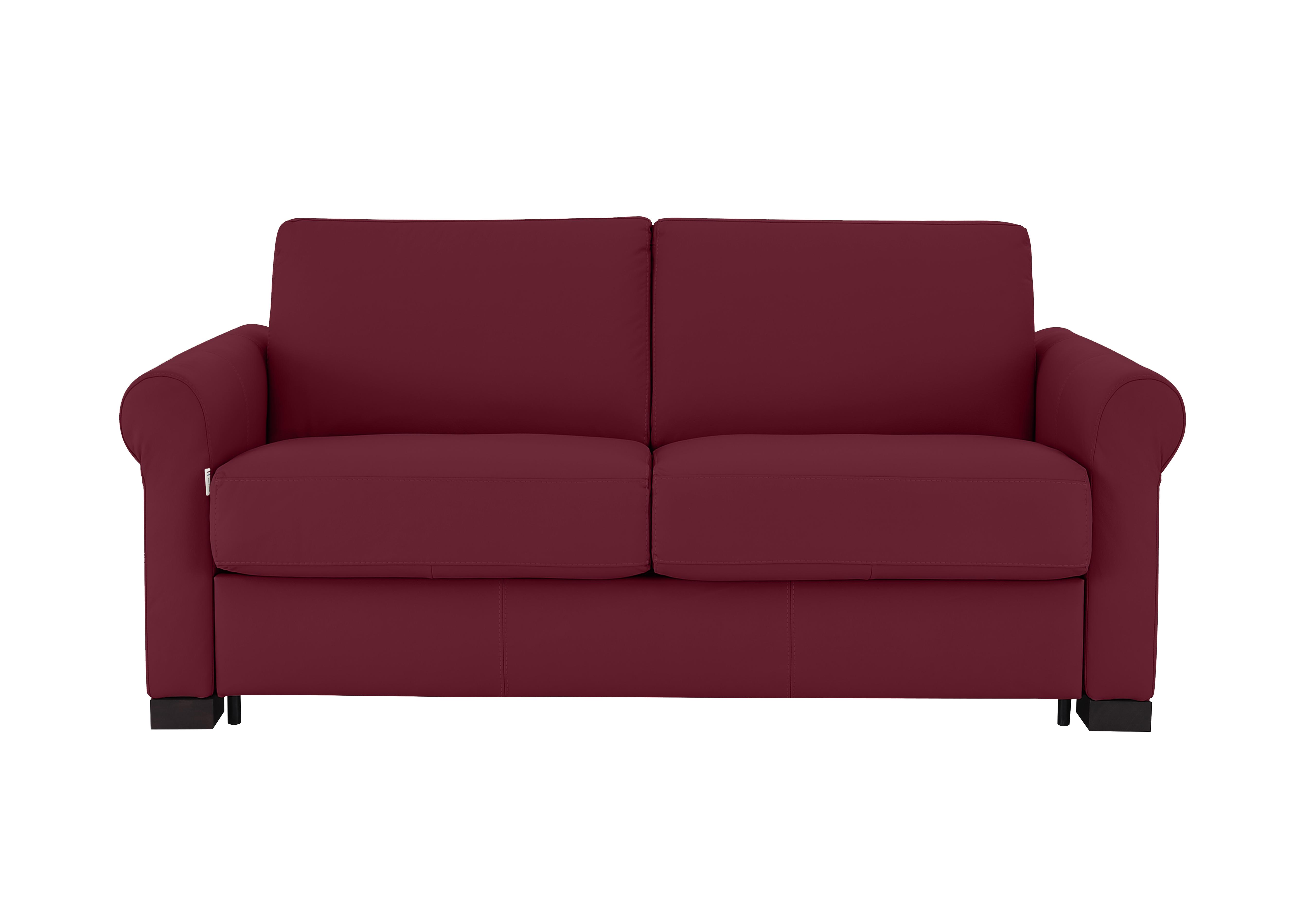 Alcova 2 Seater Leather Sofa Bed with Scroll Arms in Dali Bordeaux 1521 on Furniture Village