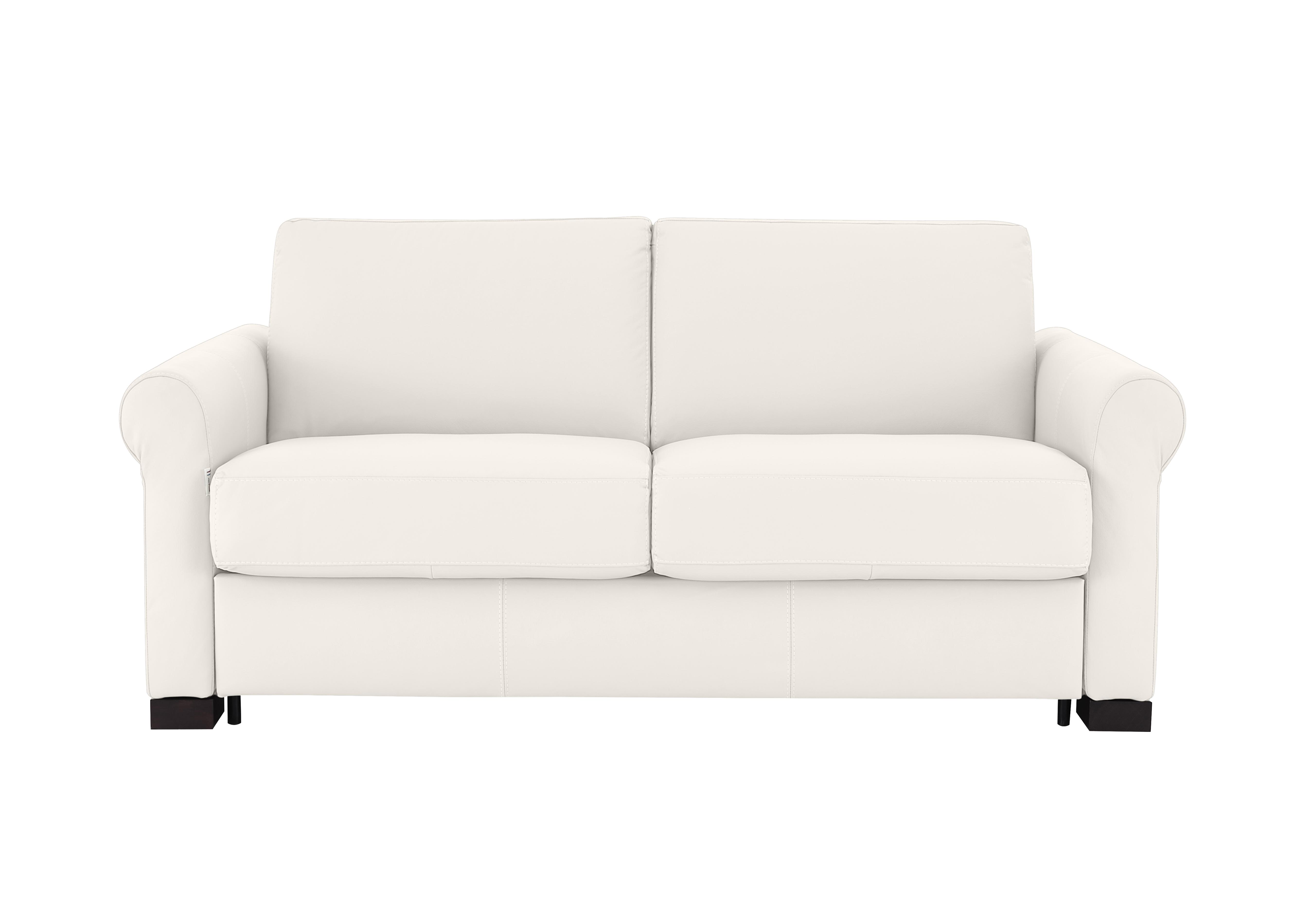 Alcova 2 Seater Leather Sofa Bed with Scroll Arms in Torello Bianco 93 on Furniture Village