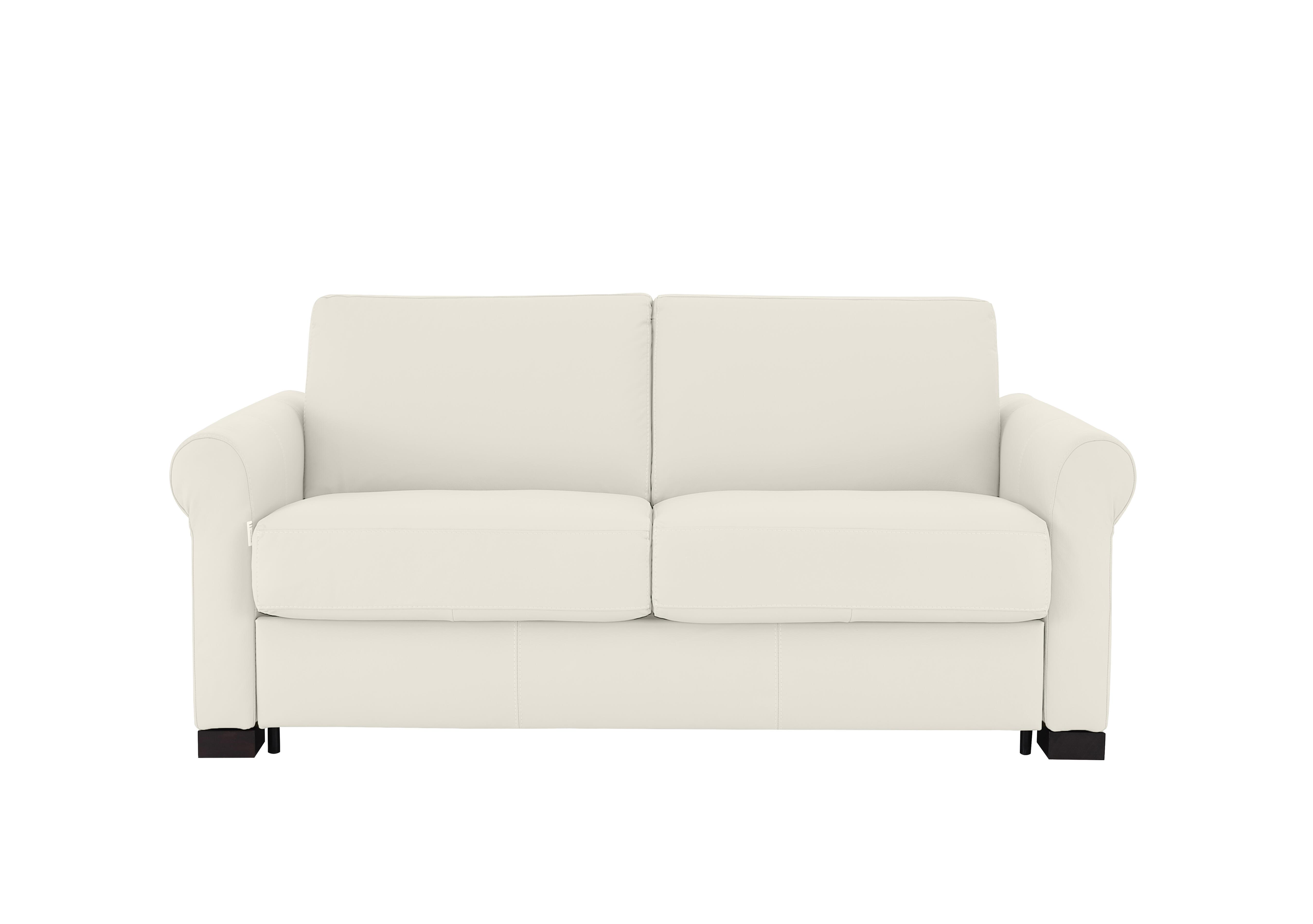 Alcova 2 Seater Leather Sofa Bed with Scroll Arms in Torello Bianco Puro 370 on Furniture Village