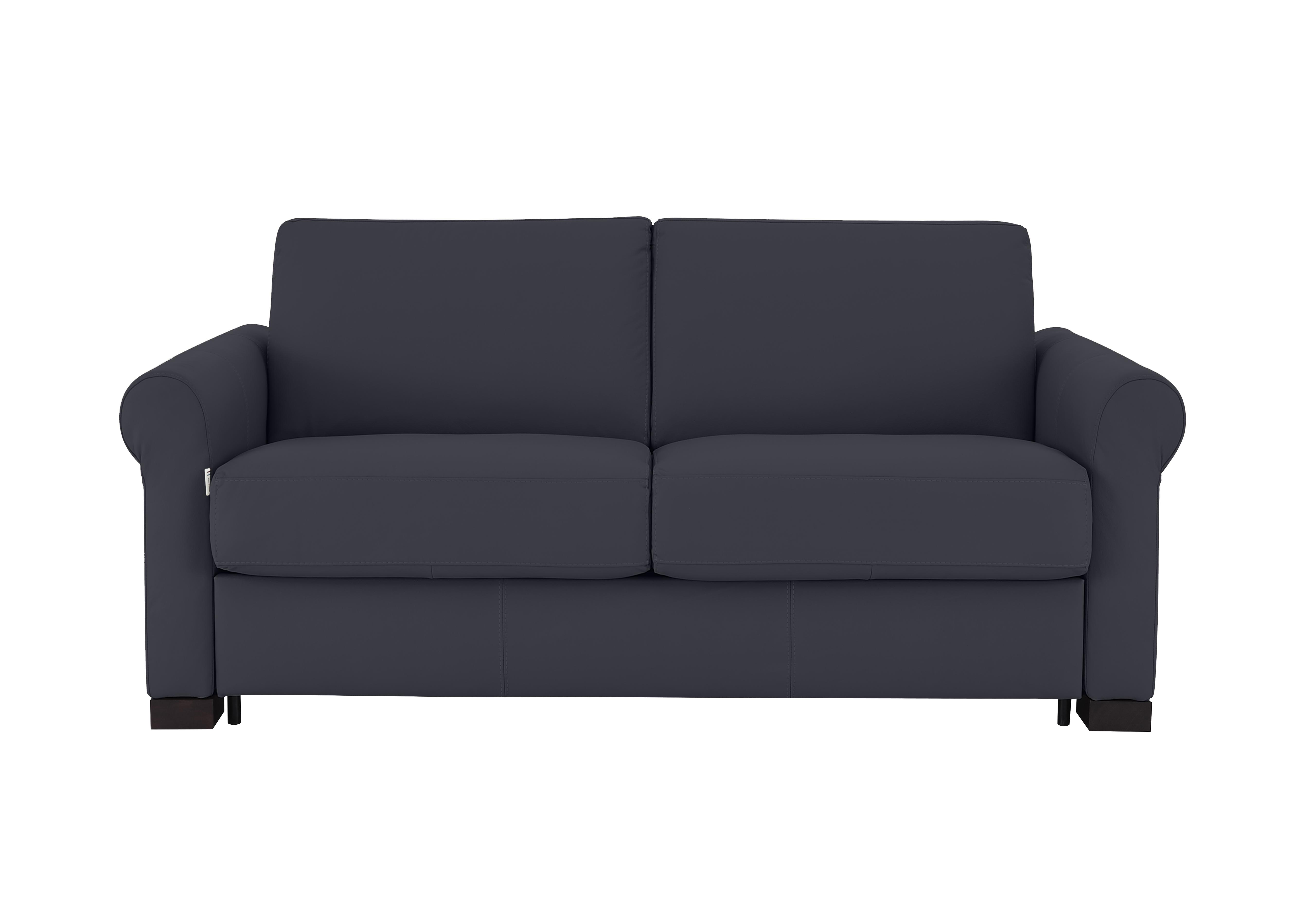 Alcova 2 Seater Leather Sofa Bed with Scroll Arms in Torello Blu 81 on Furniture Village