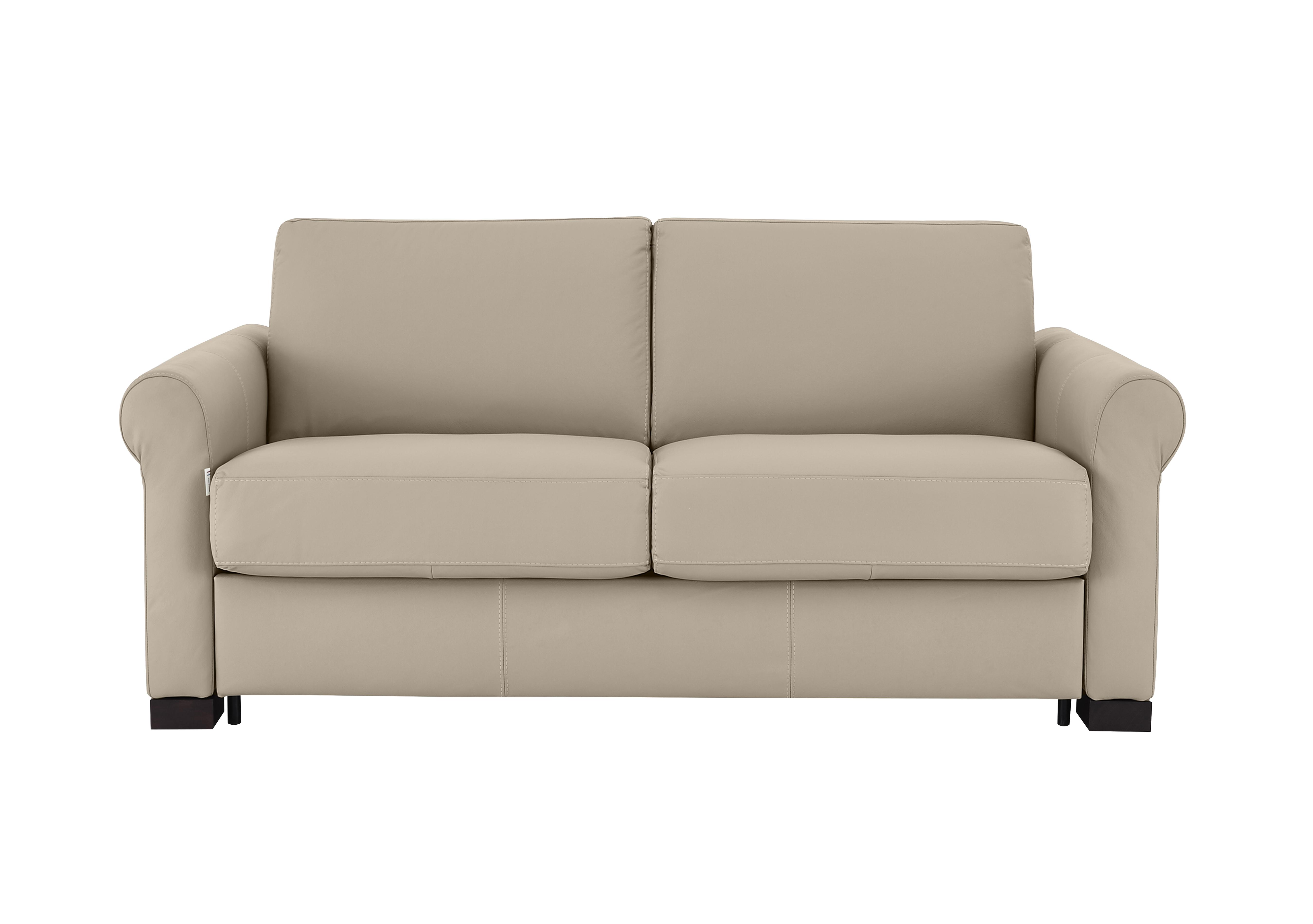 Alcova 2 Seater Leather Sofa Bed with Scroll Arms in Torello Fango 352 on Furniture Village