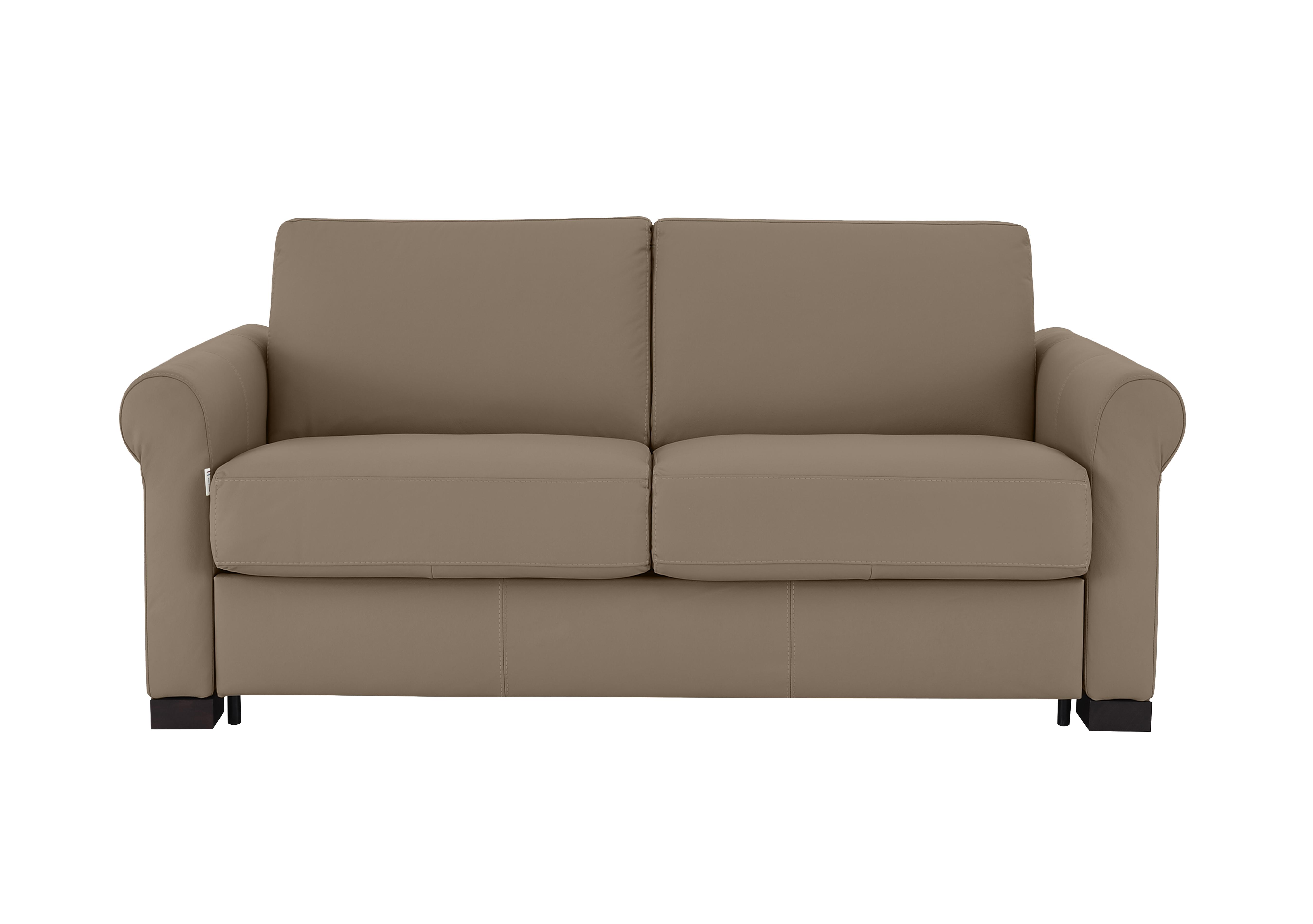 Alcova 2 Seater Leather Sofa Bed with Scroll Arms in Torello Taupe 312 on Furniture Village