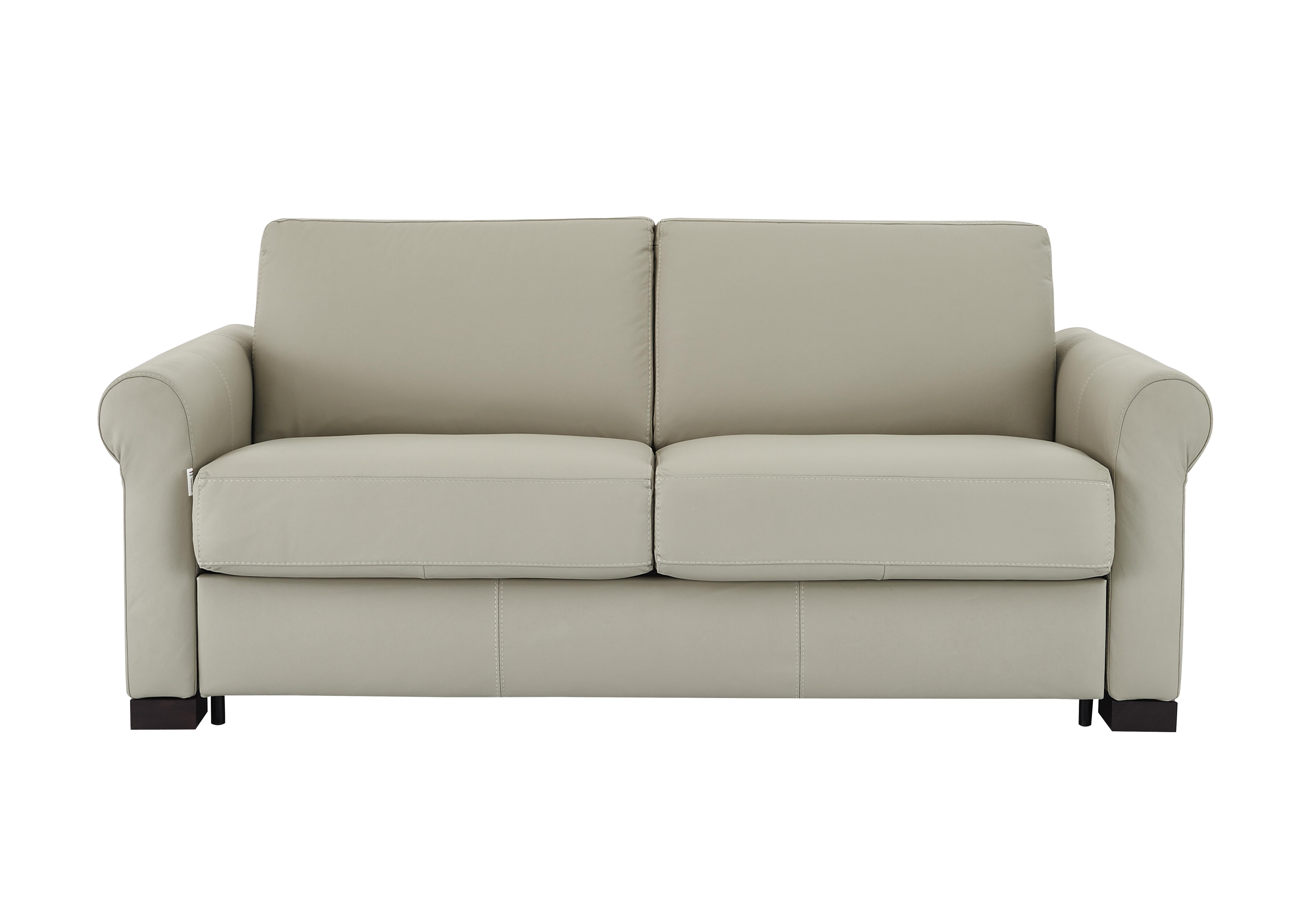 Alcova 2 Seater Leather Sofa Bed with Scroll Arms in Torello Tortora 328 on Furniture Village
