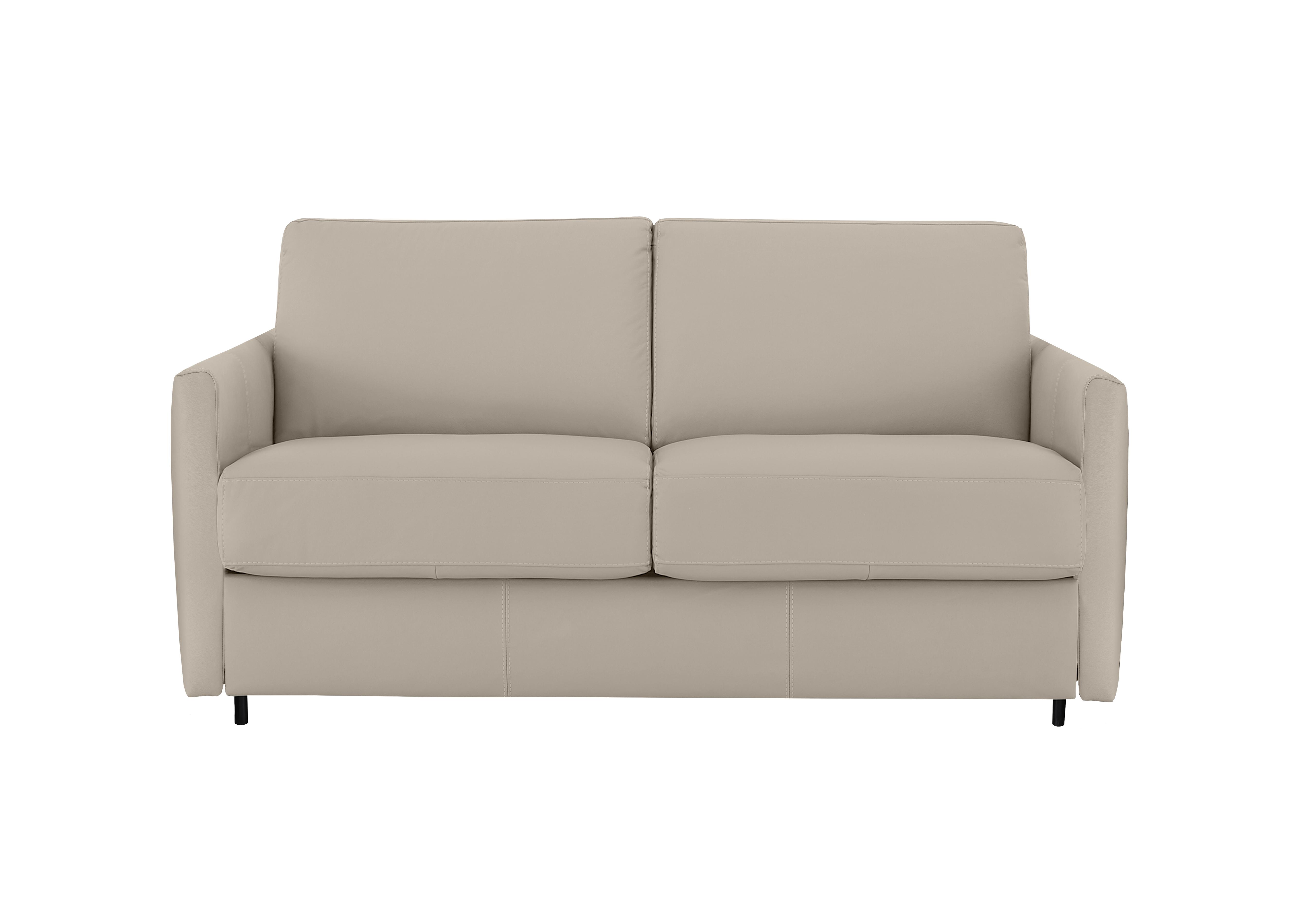 Alcova 2 Seater Leather Sofa Bed with Slim Arms in Botero Crema 2156 on Furniture Village