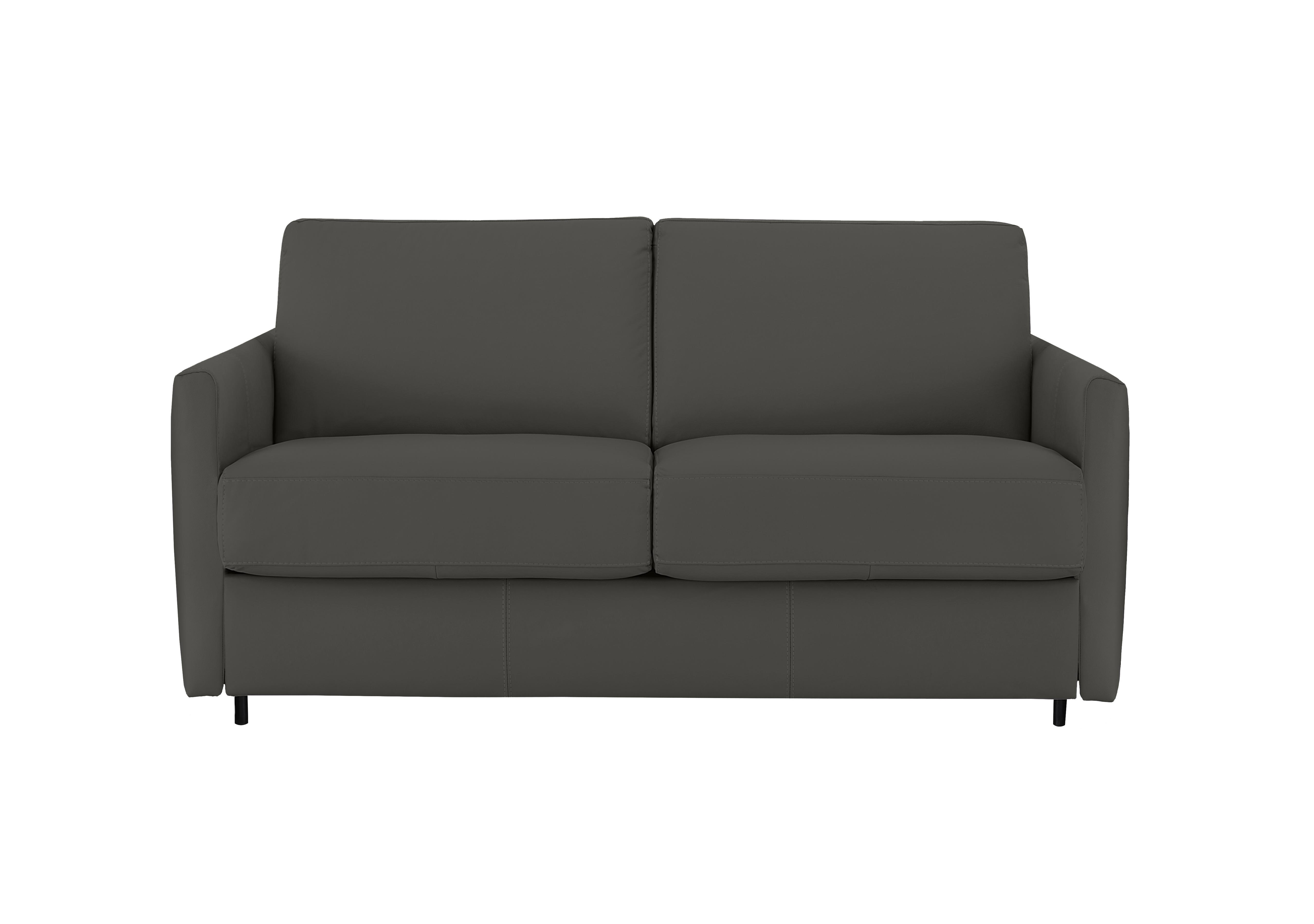 Alcova 2 Seater Leather Sofa Bed with Slim Arms in Botero Grigio 2162 on Furniture Village