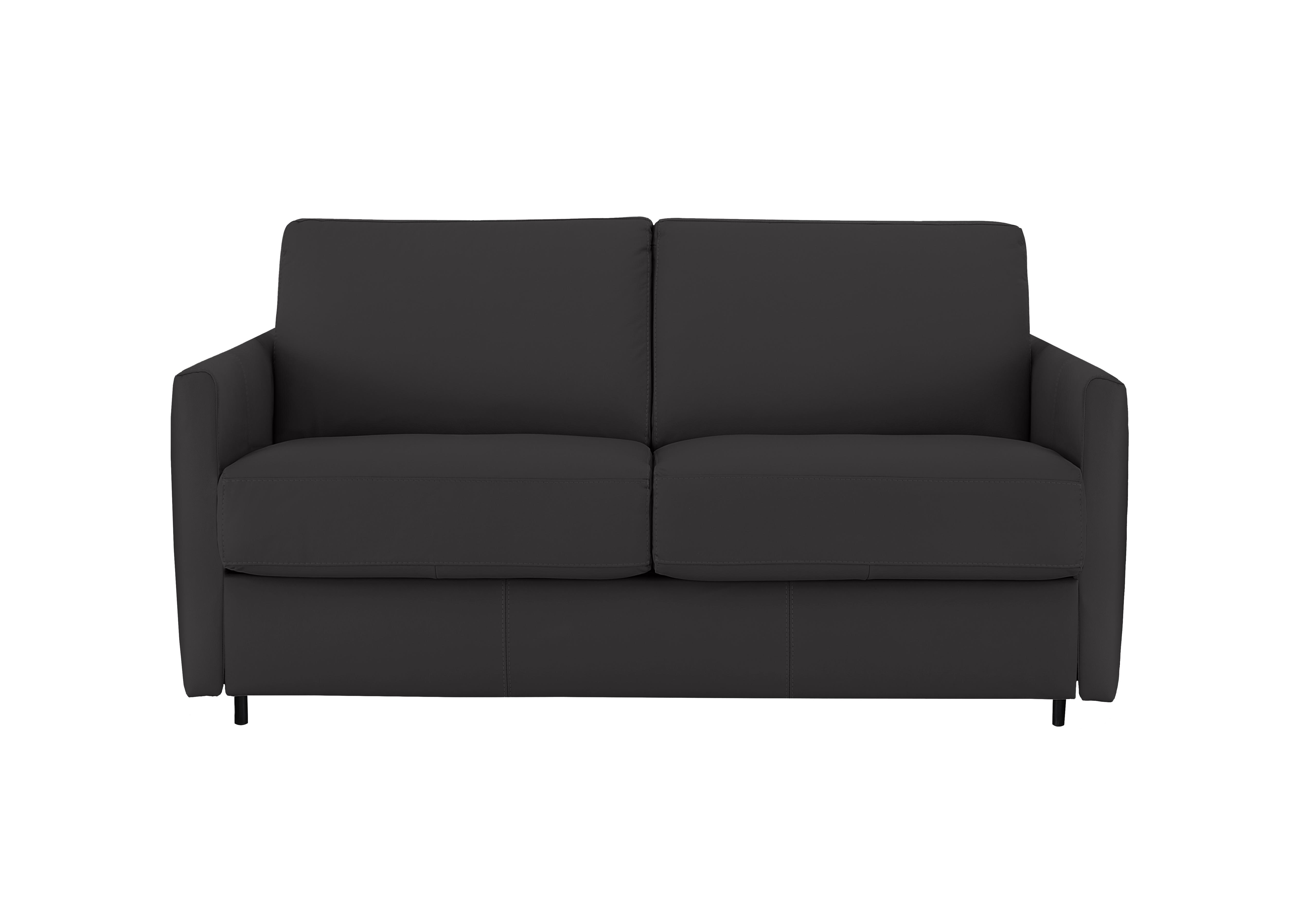Alcova 2 Seater Leather Sofa Bed with Slim Arms in Botero Nero 2154 on Furniture Village