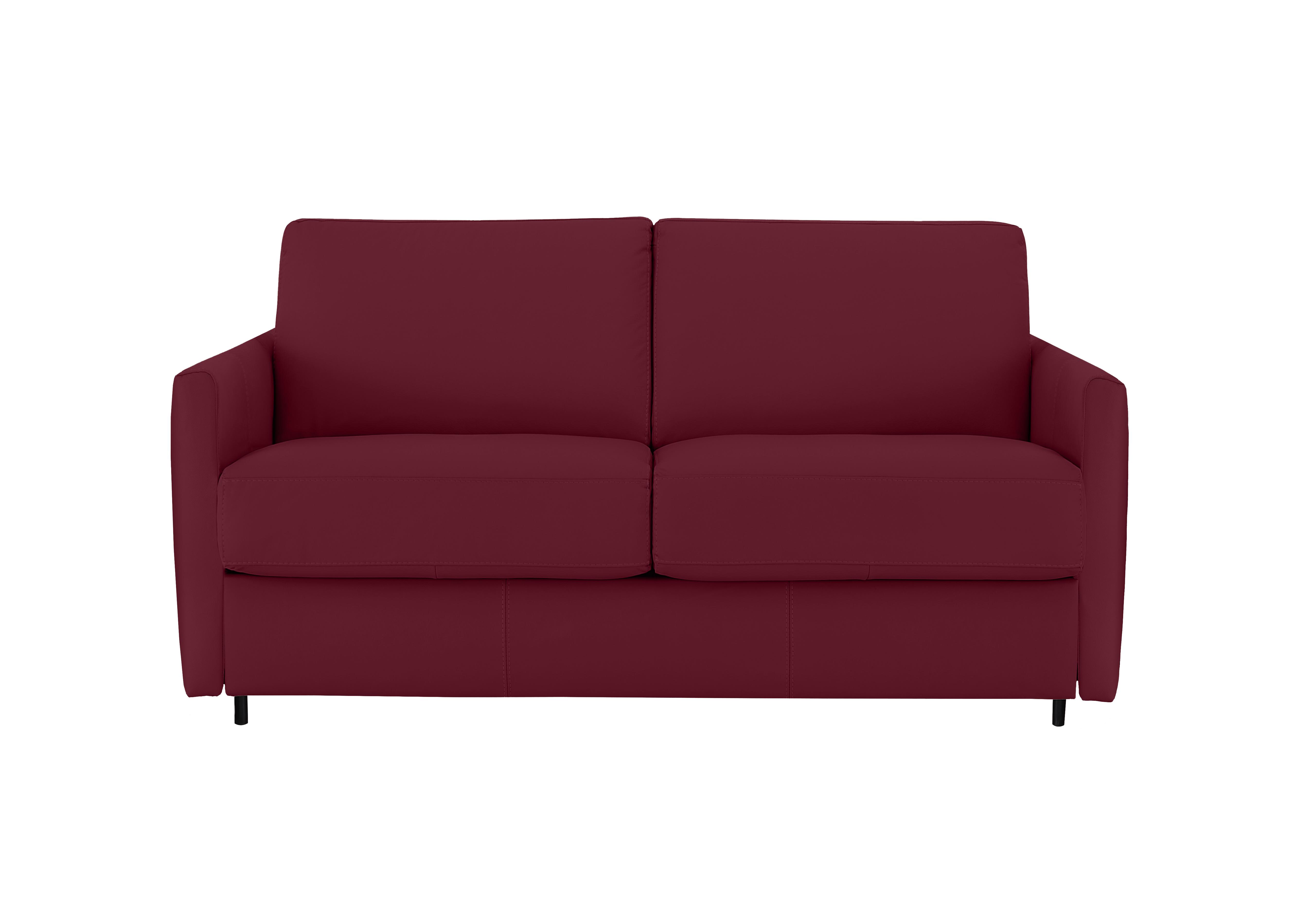 Alcova 2 Seater Leather Sofa Bed with Slim Arms in Dali Bordeaux 1521 on Furniture Village