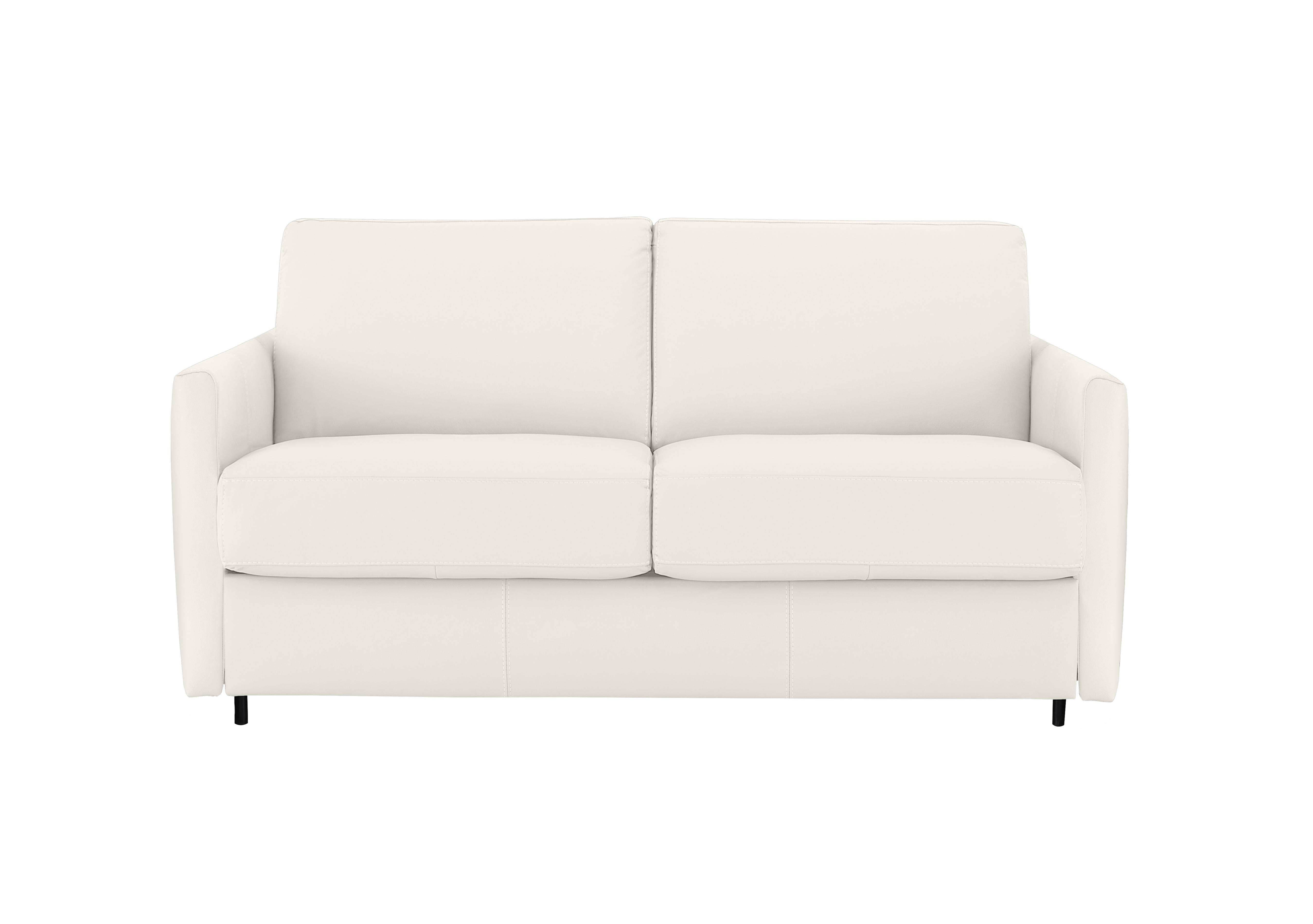 Alcova 2 Seater Leather Sofa Bed with Slim Arms in Torello Bianco 93 on Furniture Village