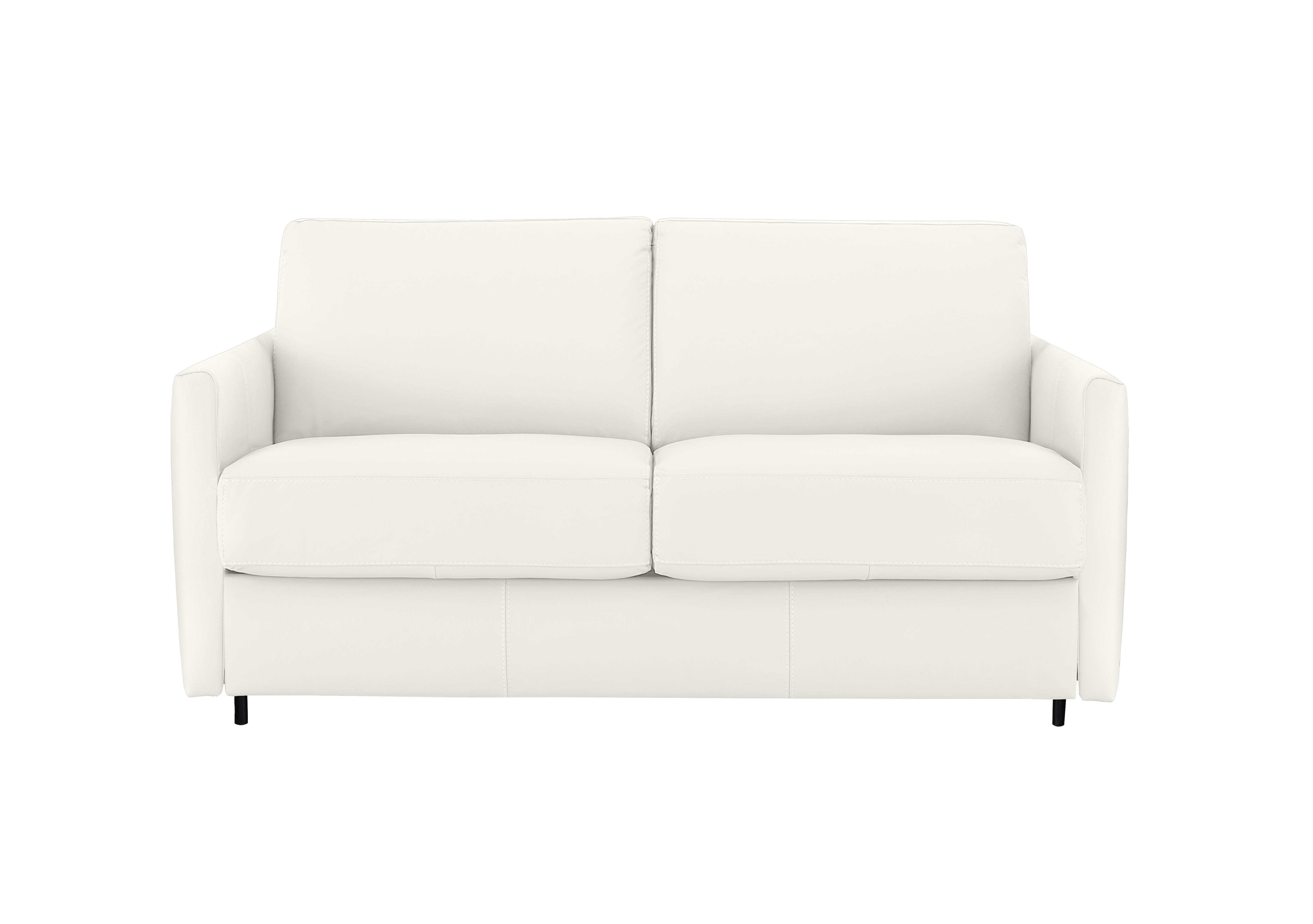 Alcova 2 Seater Leather Sofa Bed with Slim Arms in Torello Bianco Puro 370 on Furniture Village