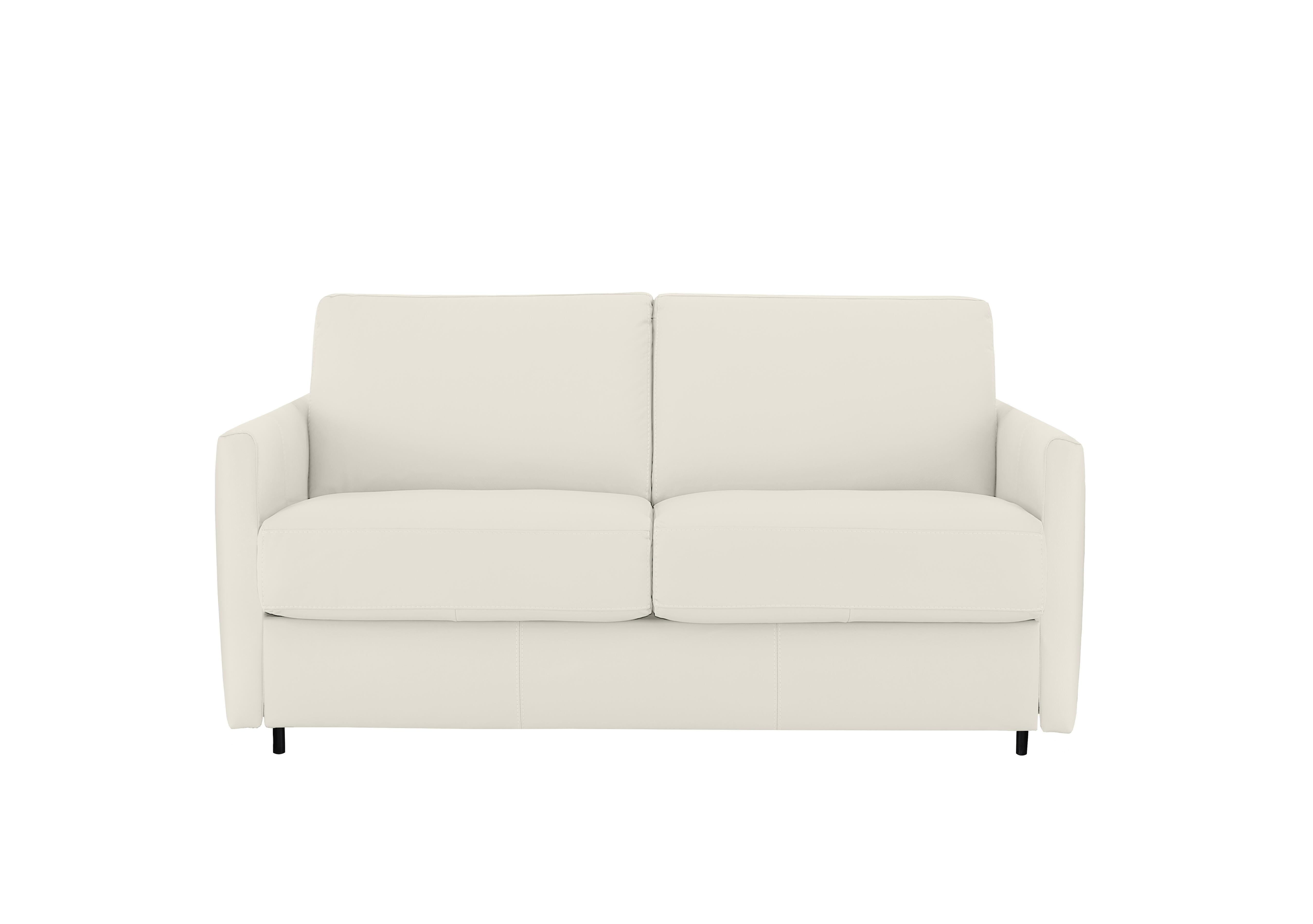 Alcova 2 Seater Leather Sofa Bed with Slim Arms in Torello Bianco Puro 370 on Furniture Village