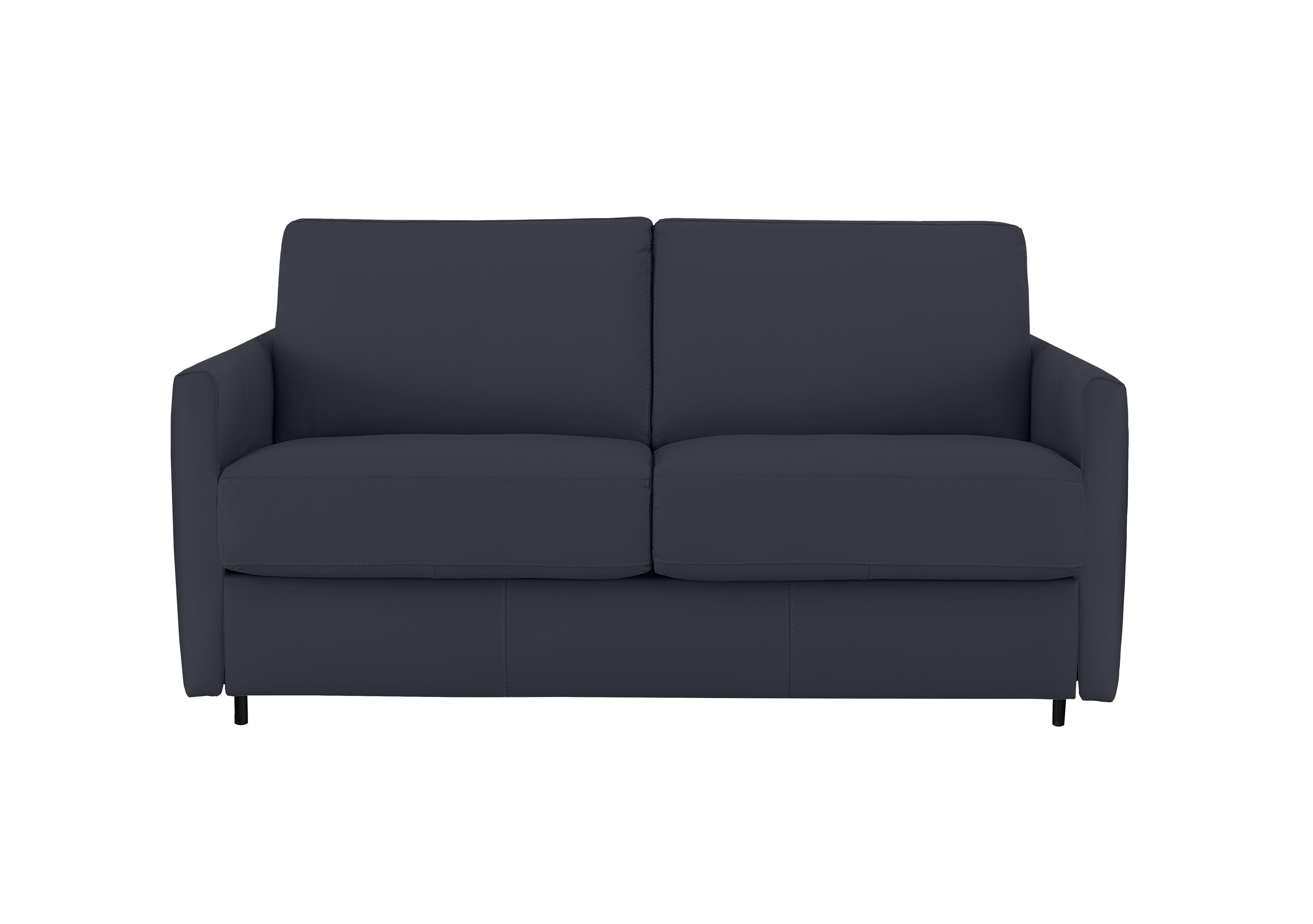 Alcova 2 Seater Leather Sofa Bed with Slim Arms in Torello Blu 81 on Furniture Village