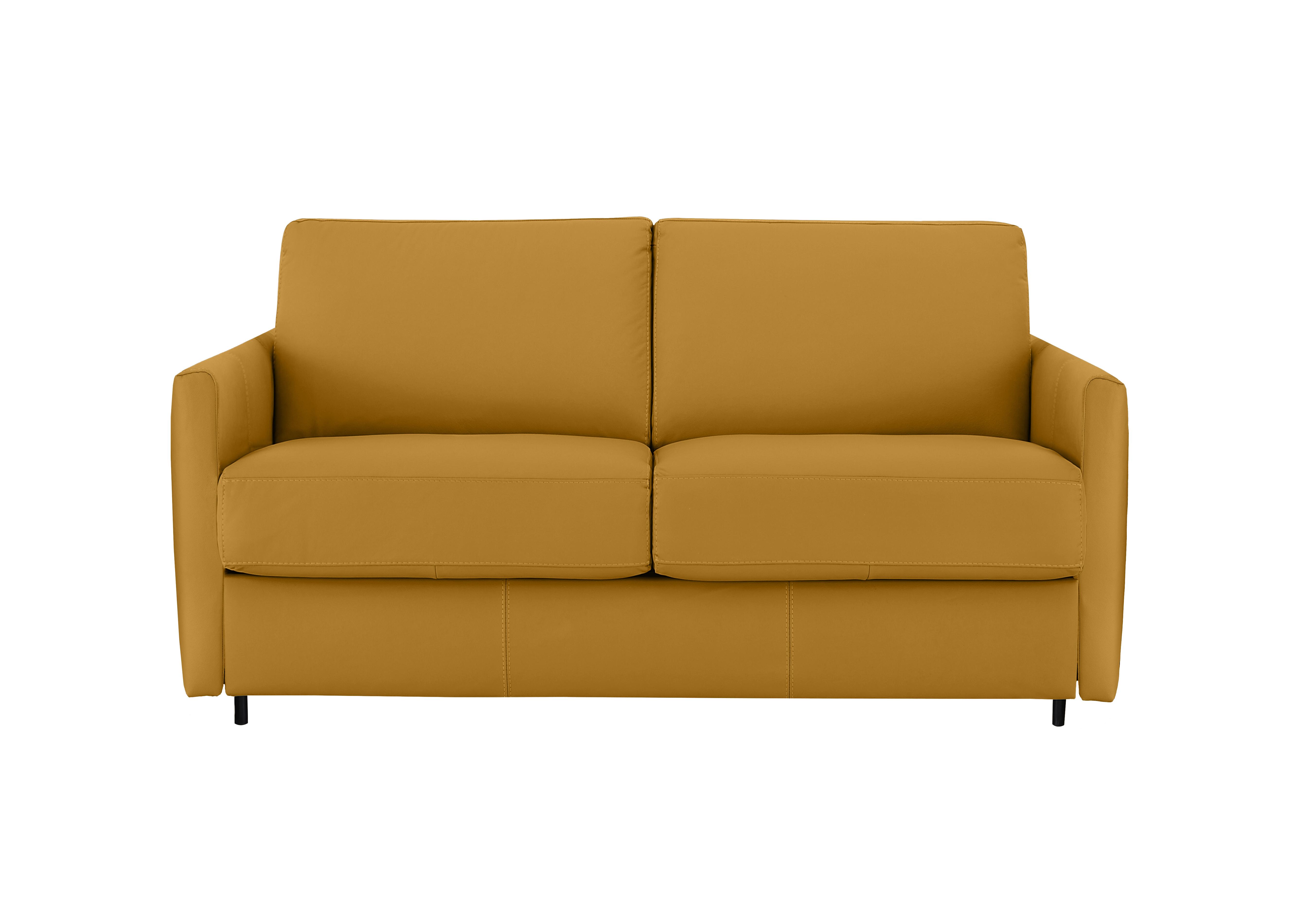 Alcova 2 Seater Leather Sofa Bed with Slim Arms in Torello Senape 355 on Furniture Village