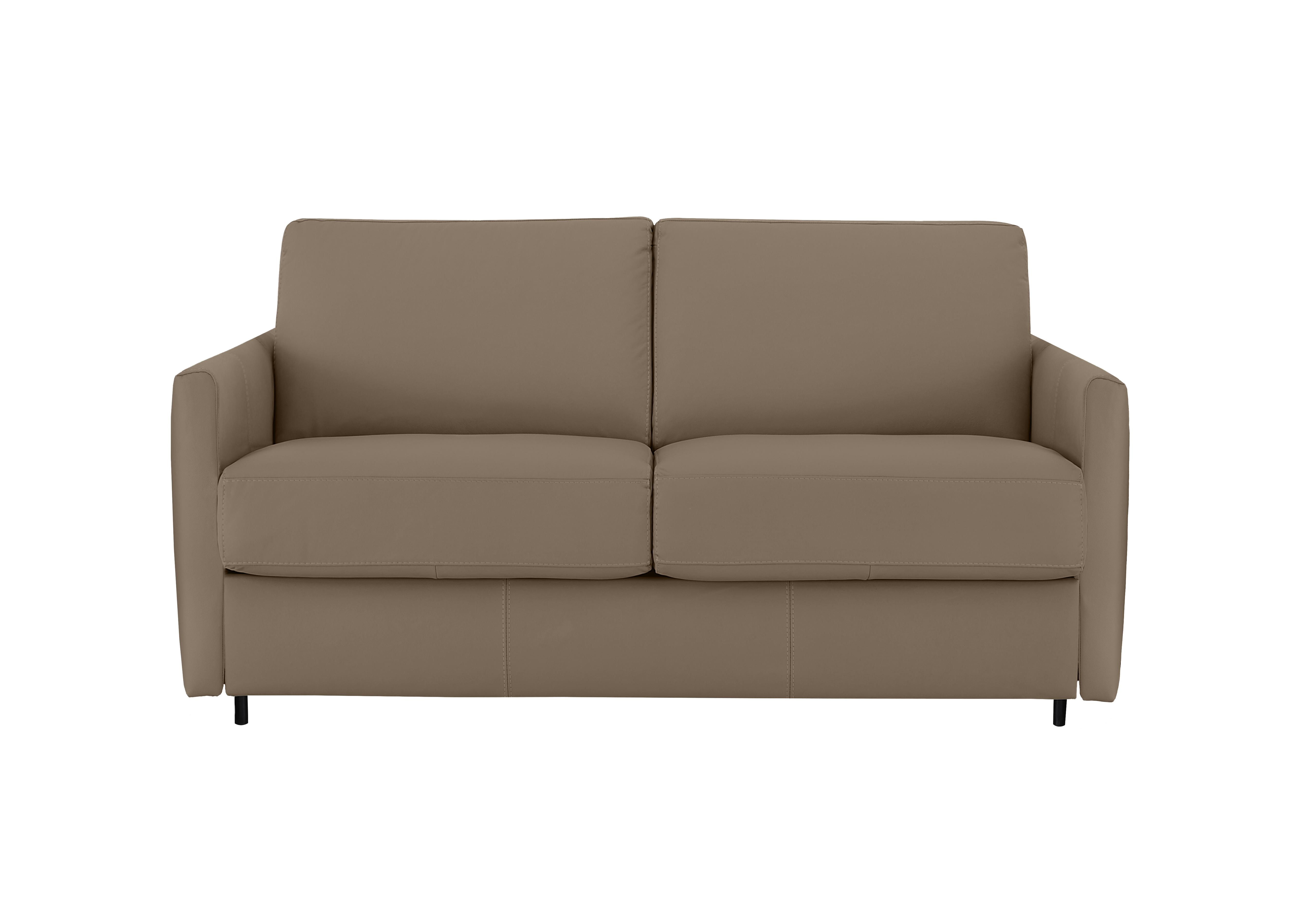 Alcova 2 Seater Leather Sofa Bed with Slim Arms in Torello Taupe 312 on Furniture Village