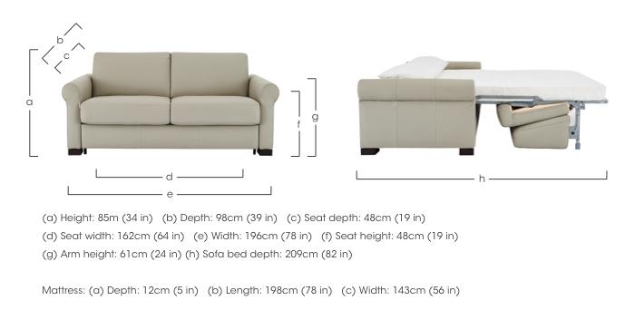 Alcova 2.5 Seater Leather Sofa Bed with Scroll Arms in  on Furniture Village
