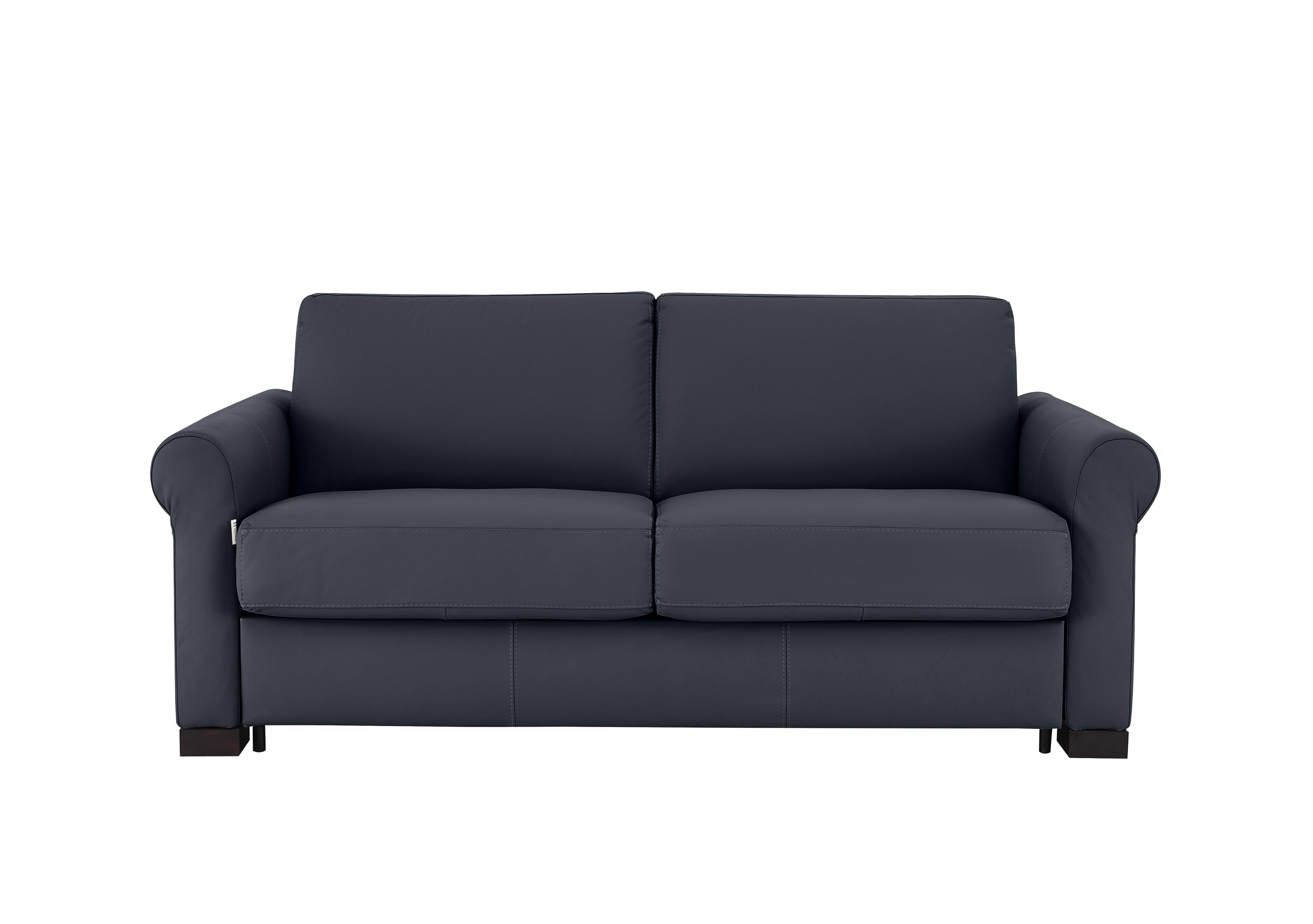 Alcova 2.5 Seater Leather Sofa Bed with Scroll Arms in Botero Navy 2172 on Furniture Village
