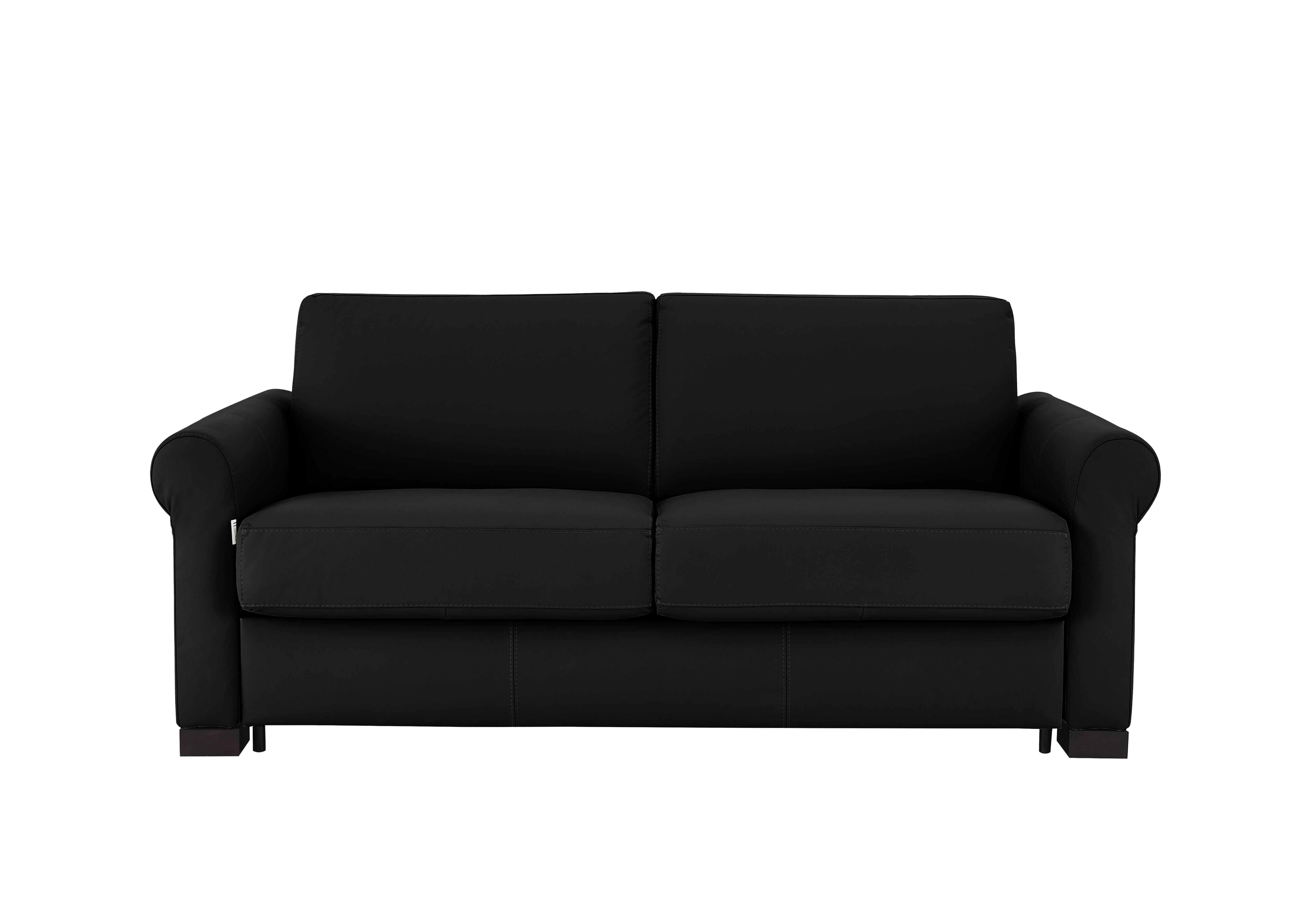 Alcova 2.5 Seater Leather Sofa Bed with Scroll Arms in Mars Nero 1601 on Furniture Village