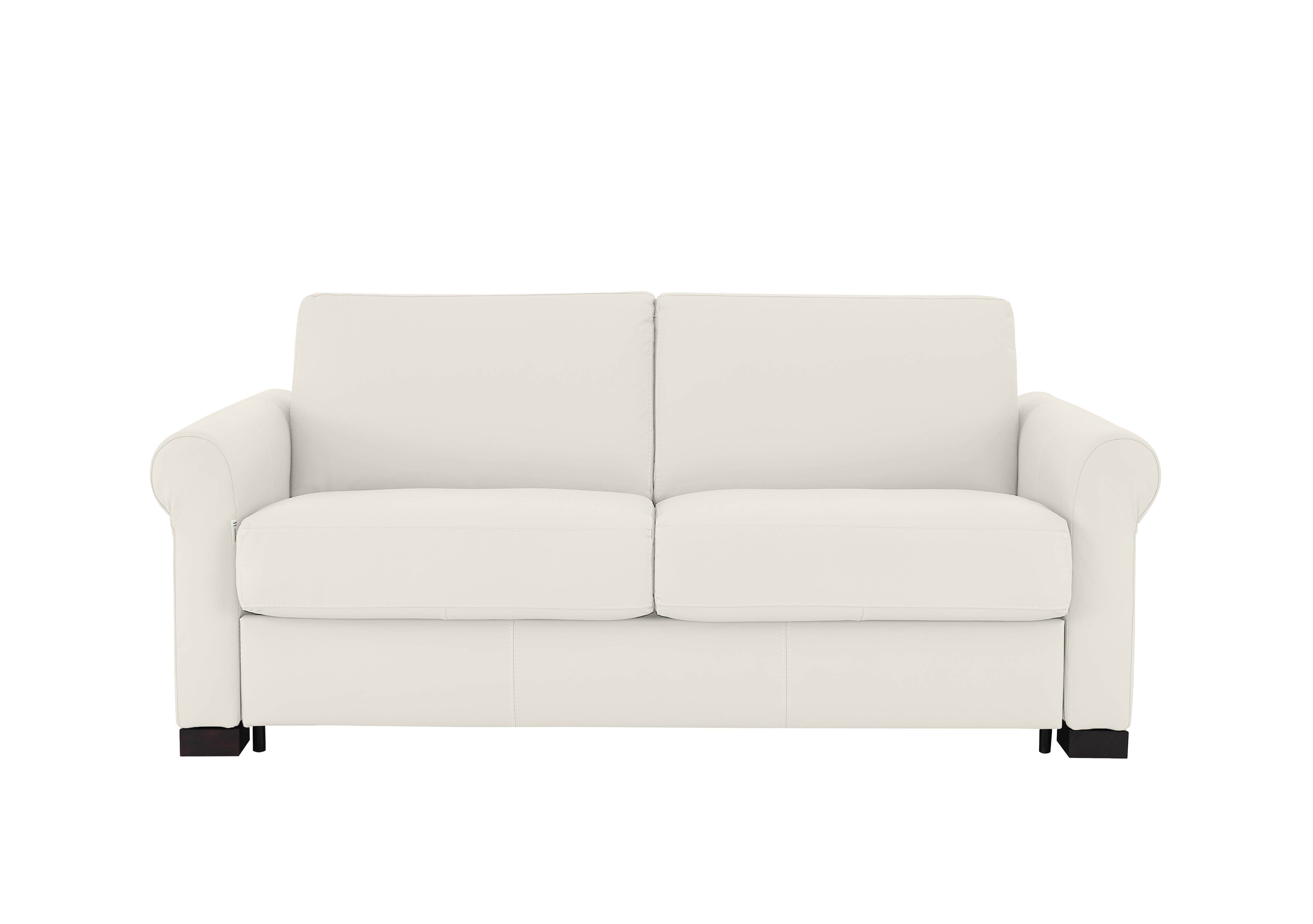 Alcova 2.5 Seater Leather Sofa Bed with Scroll Arms in Torello Bianco Puro 370 on Furniture Village