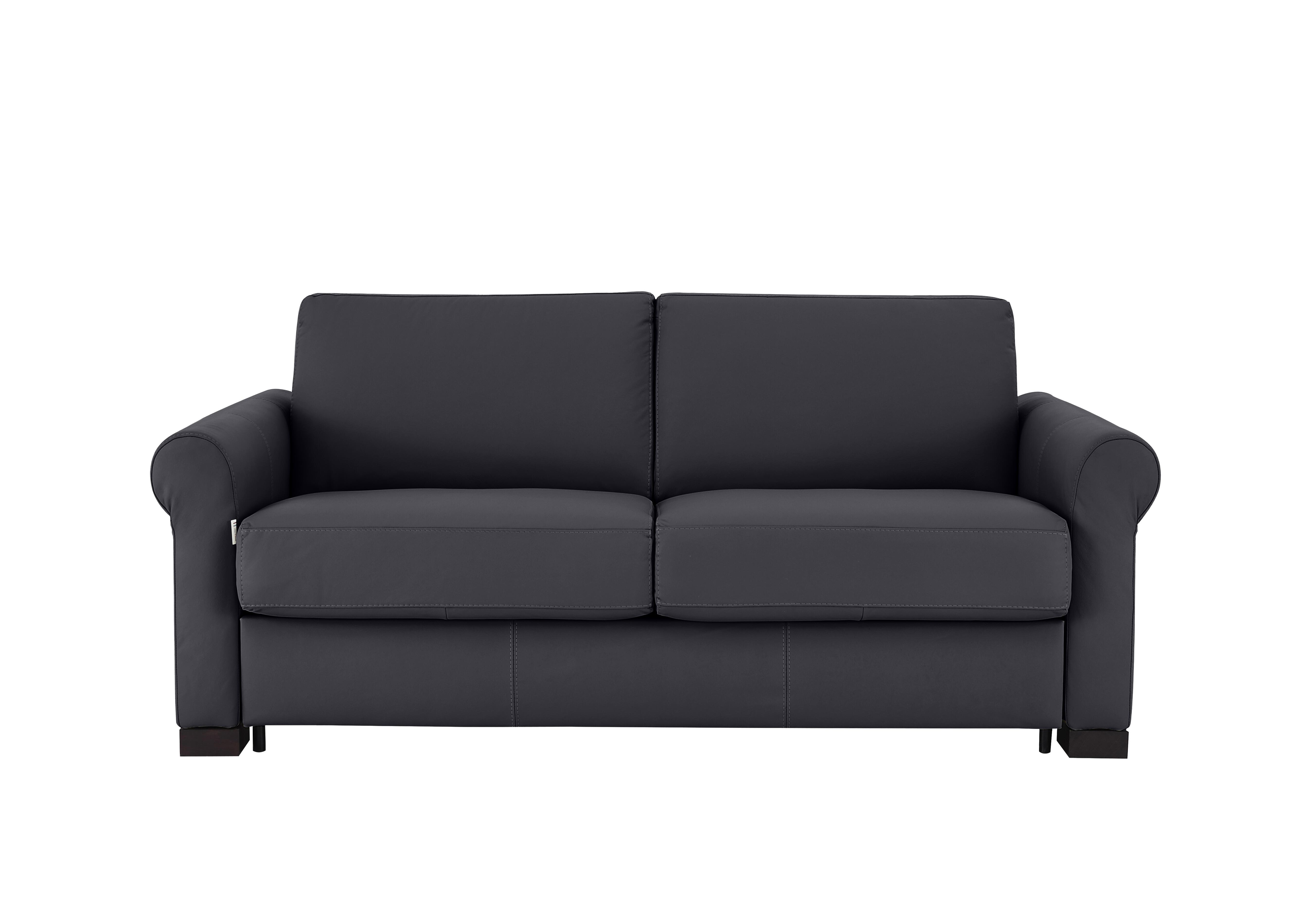 Alcova 2.5 Seater Leather Sofa Bed with Scroll Arms in Torello Blu 81 on Furniture Village