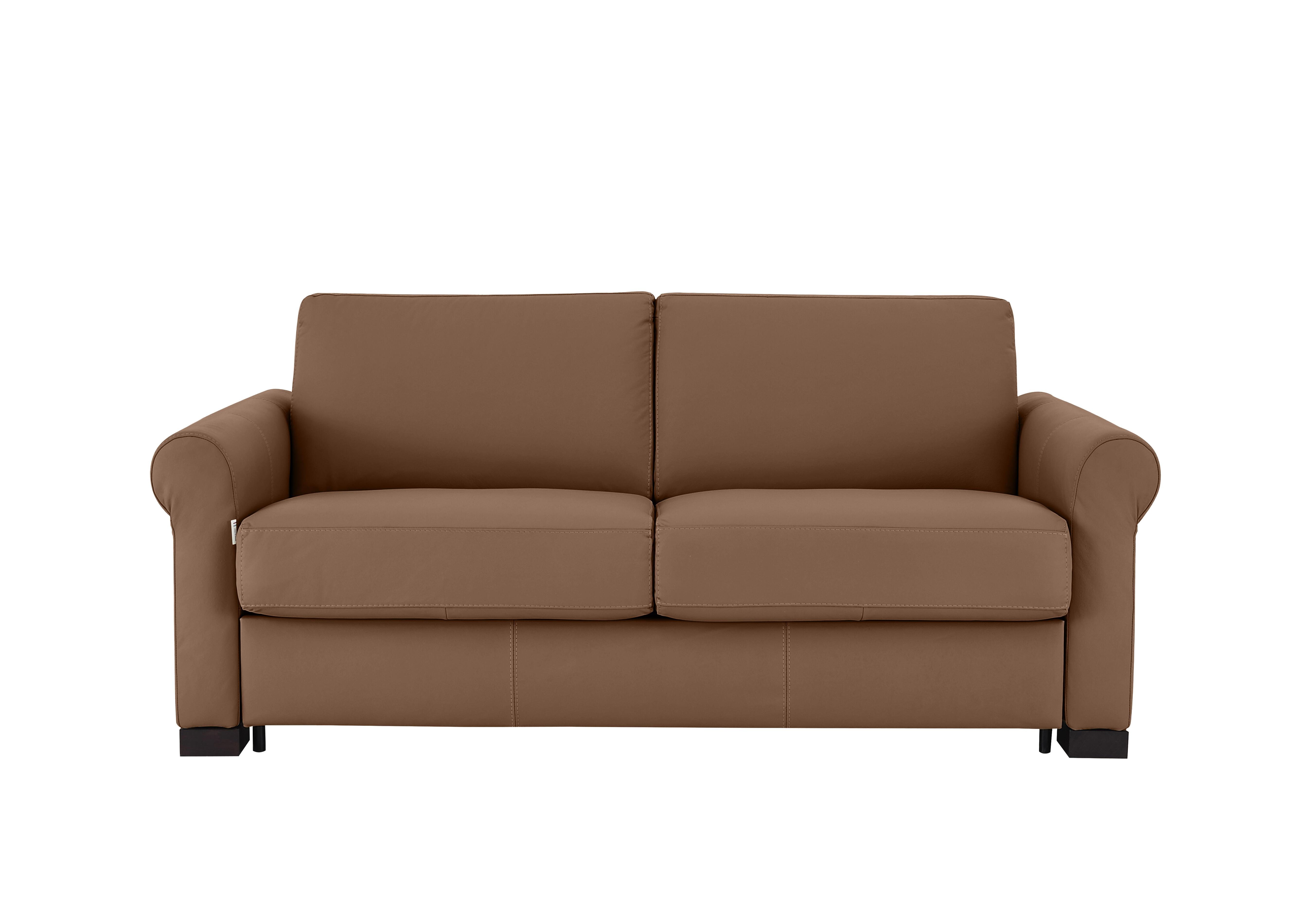 Alcova 2.5 Seater Leather Sofa Bed with Scroll Arms in Torello Cuoio 372 on Furniture Village