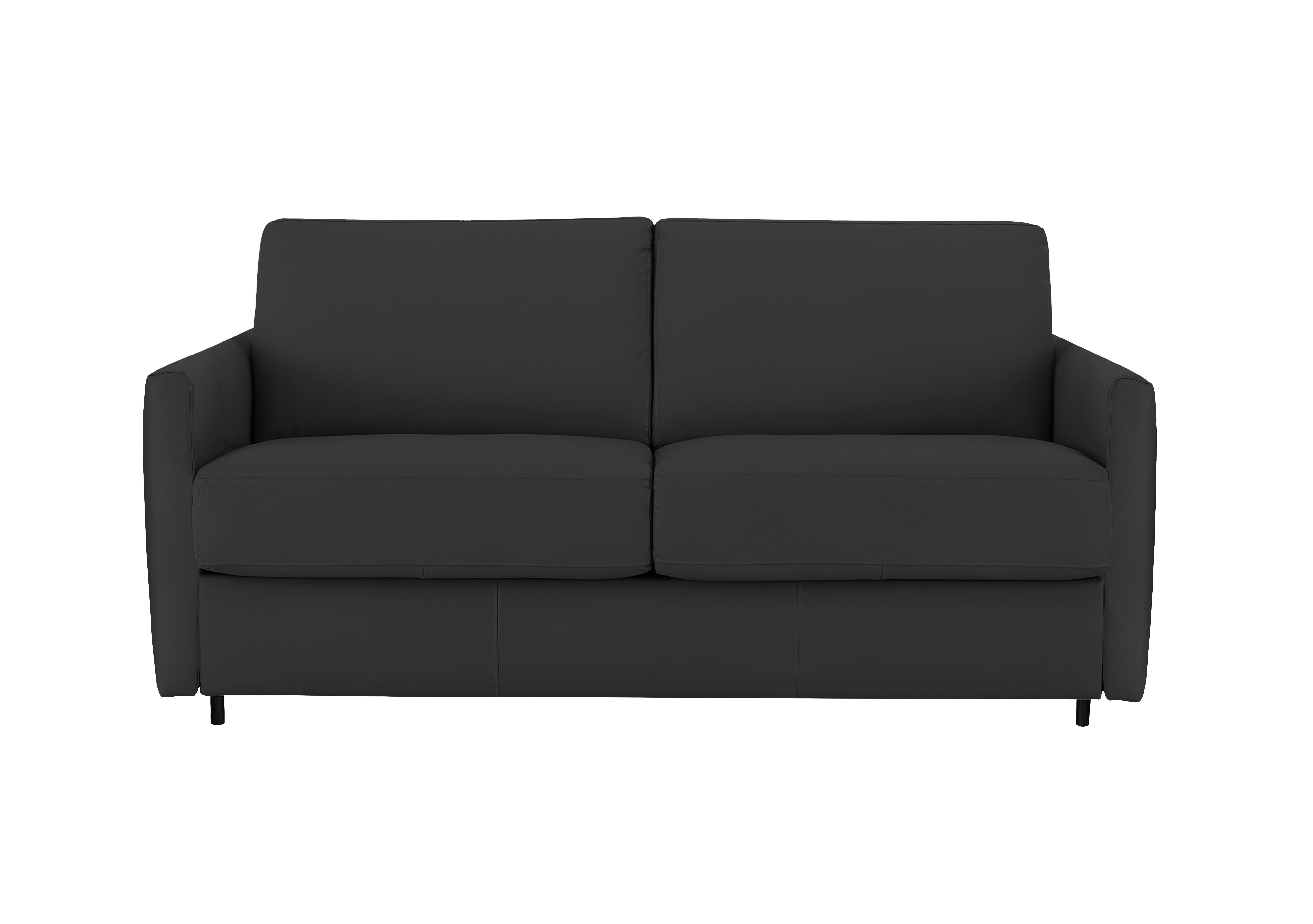Alcova 2.5 Seater Leather Sofa Bed with Slim Arms in Botero Nero 2154 on Furniture Village
