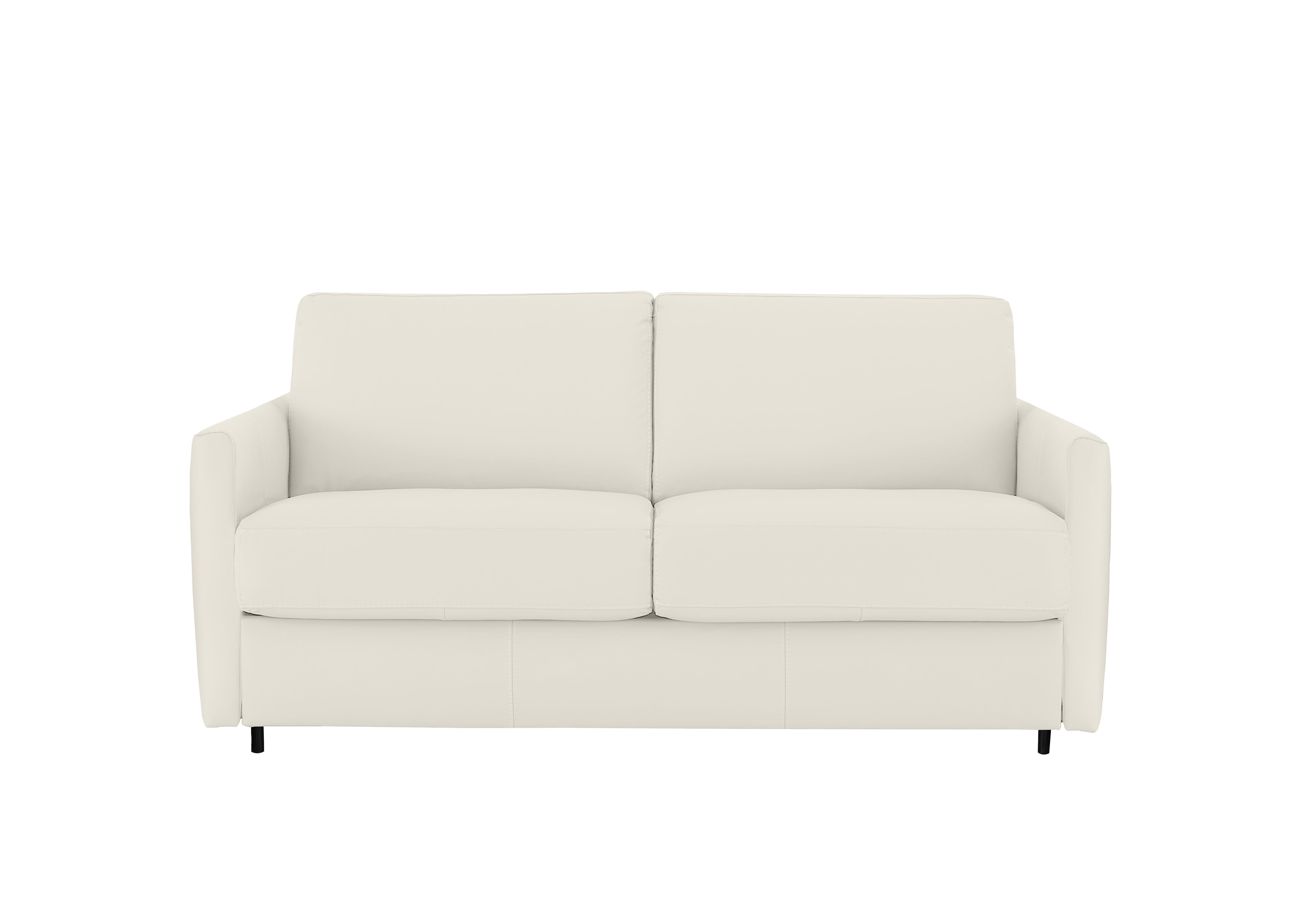 Alcova 2.5 Seater Leather Sofa Bed with Slim Arms in Torello Bianco Puro 370 on Furniture Village
