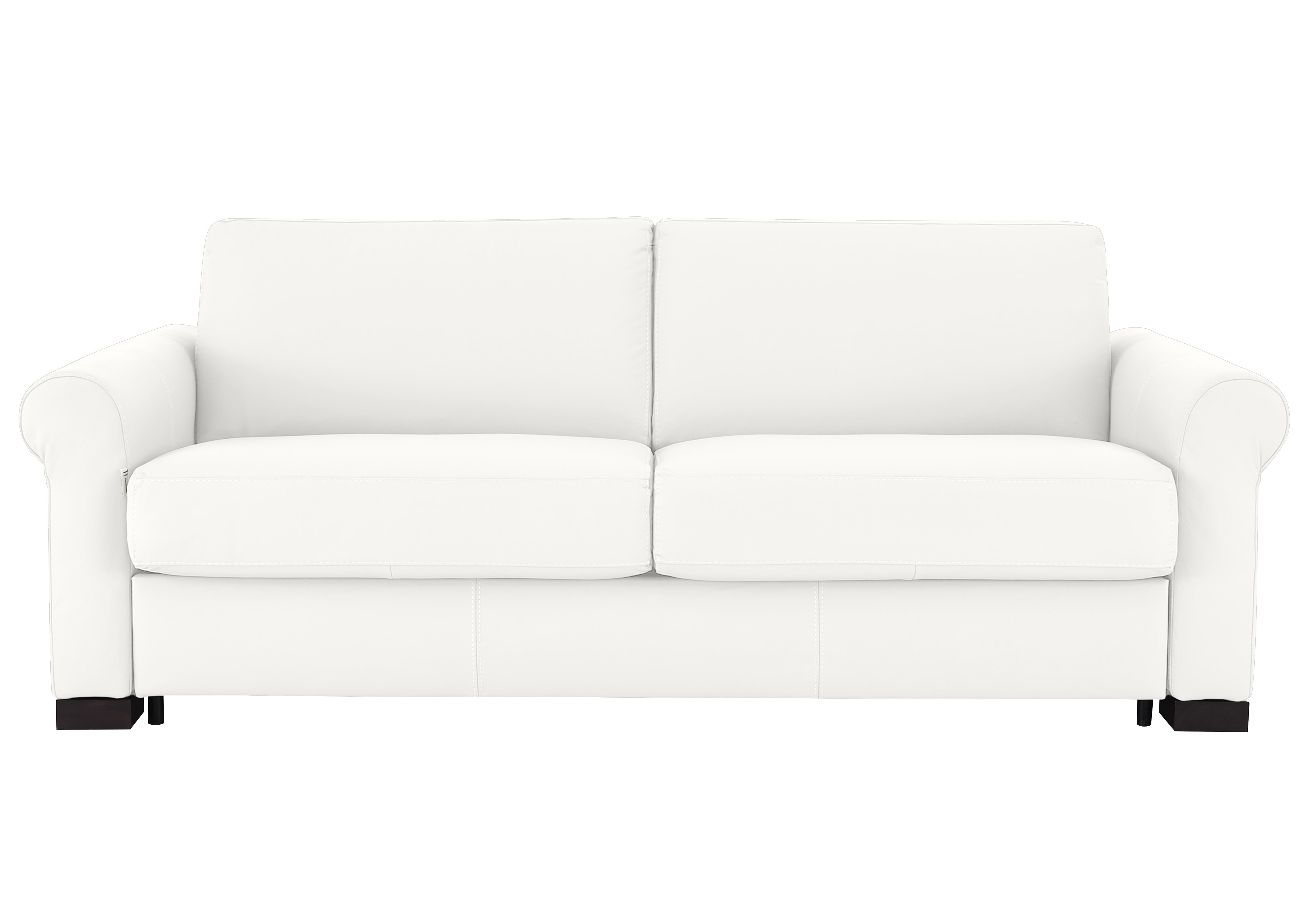 Alcova 3 Seater Leather Sofa Bed with Scroll Arms in Botero Bianco 2153 on Furniture Village