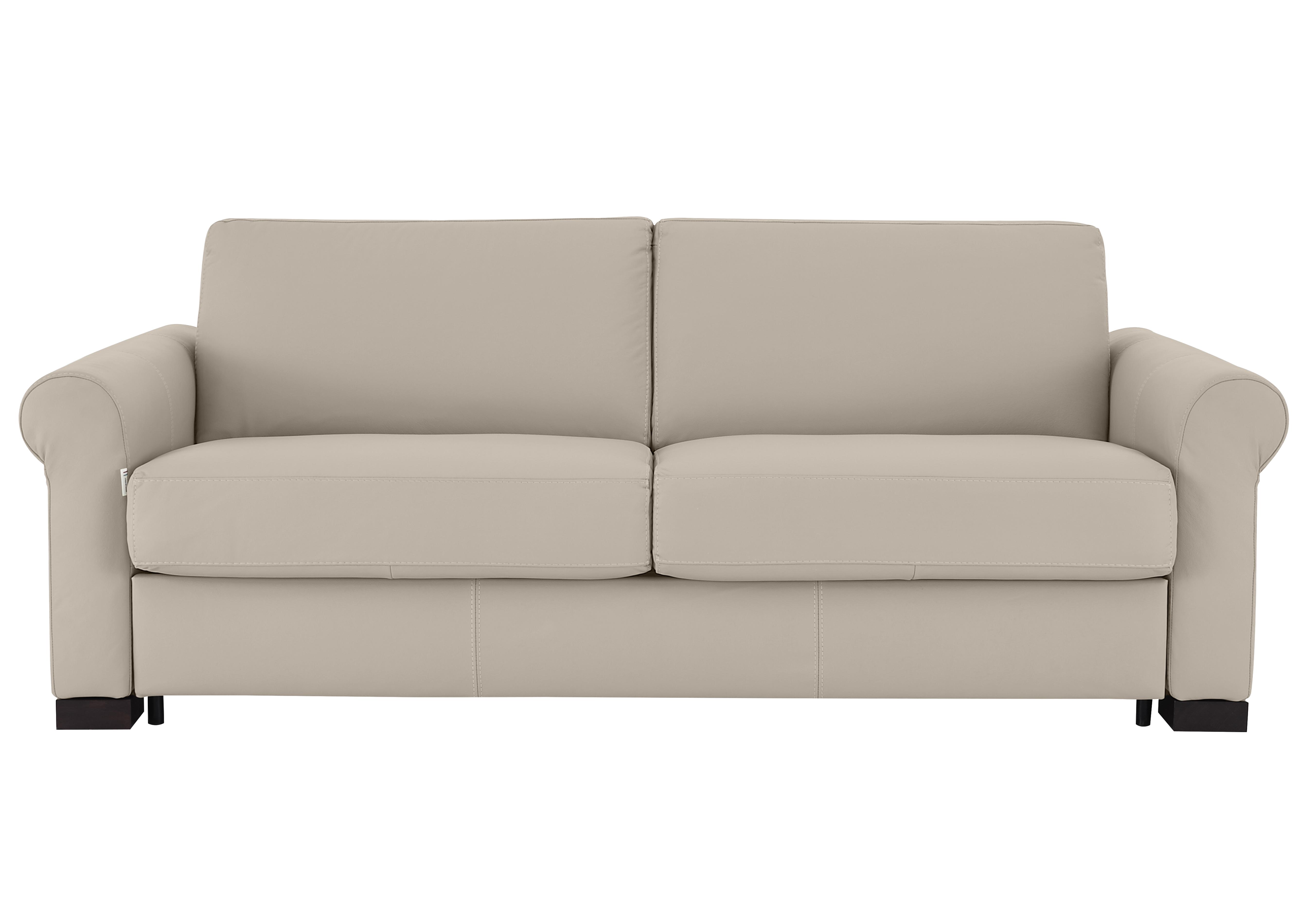 Alcova 3 Seater Leather Sofa Bed with Scroll Arms in Botero Crema 2156 on Furniture Village