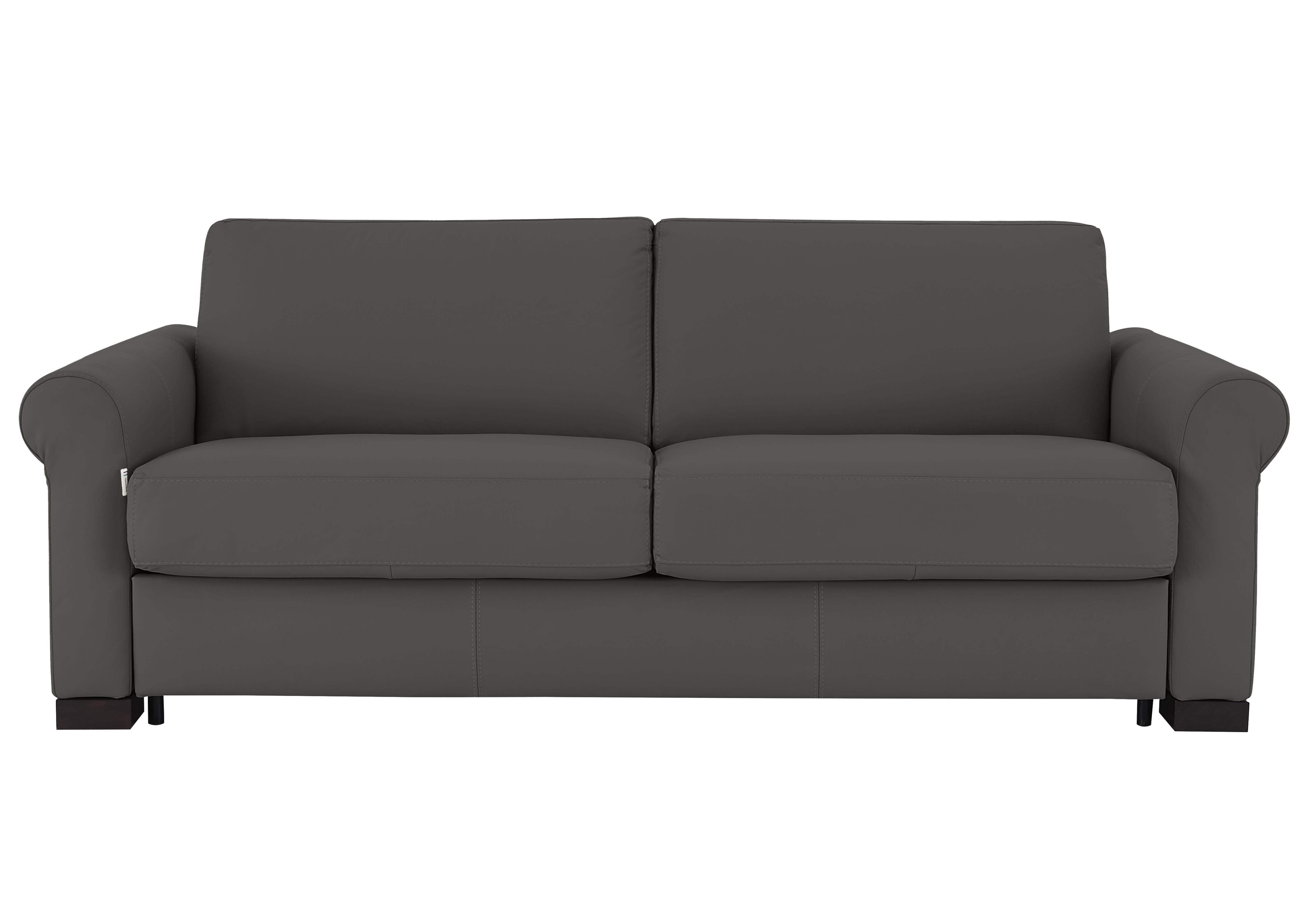 Alcova 3 Seater Leather Sofa Bed with Scroll Arms in Botero Grigio 2162 on Furniture Village