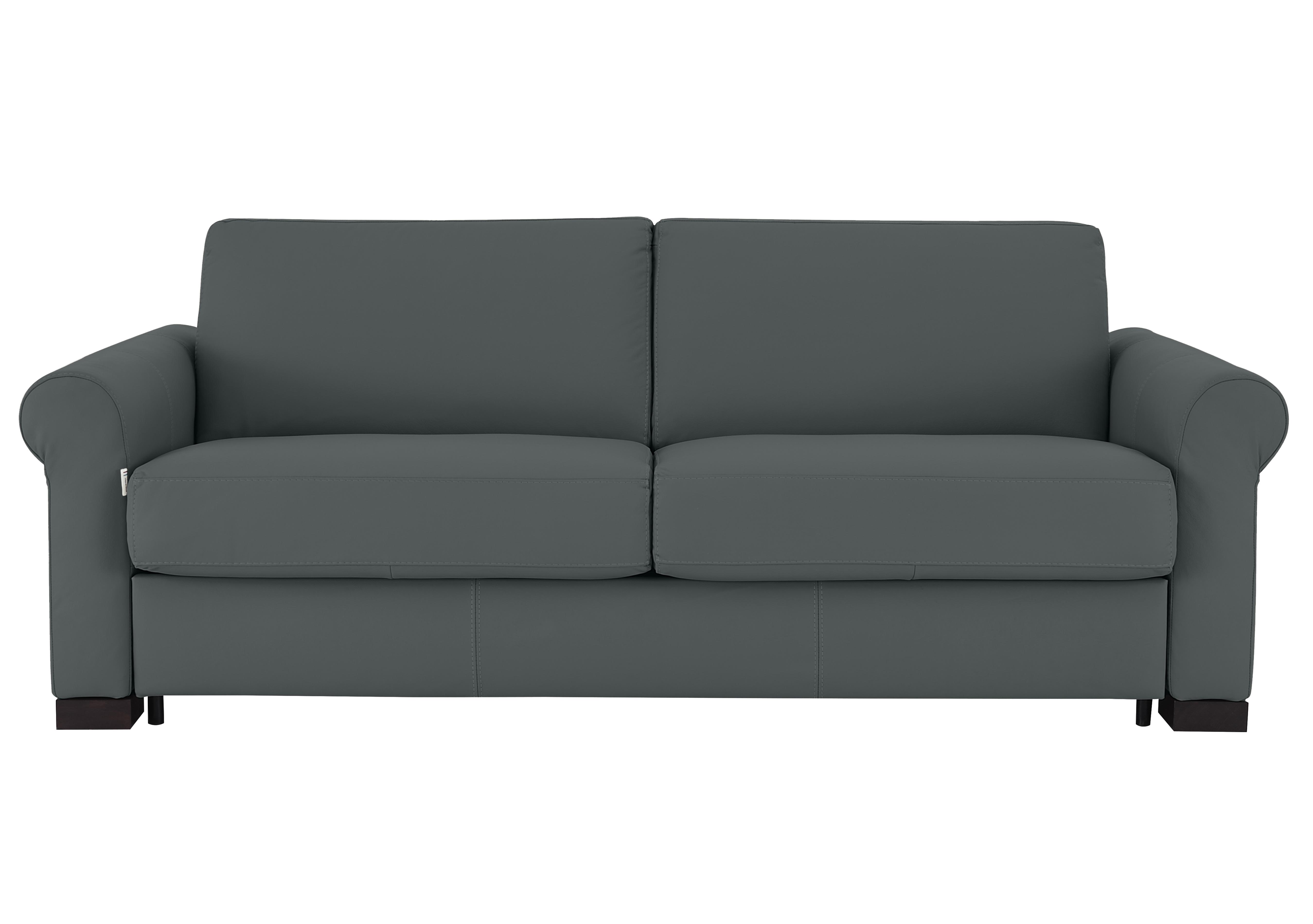 Alcova 3 Seater Leather Sofa Bed with Scroll Arms in Botero Ottanio 2155 on Furniture Village