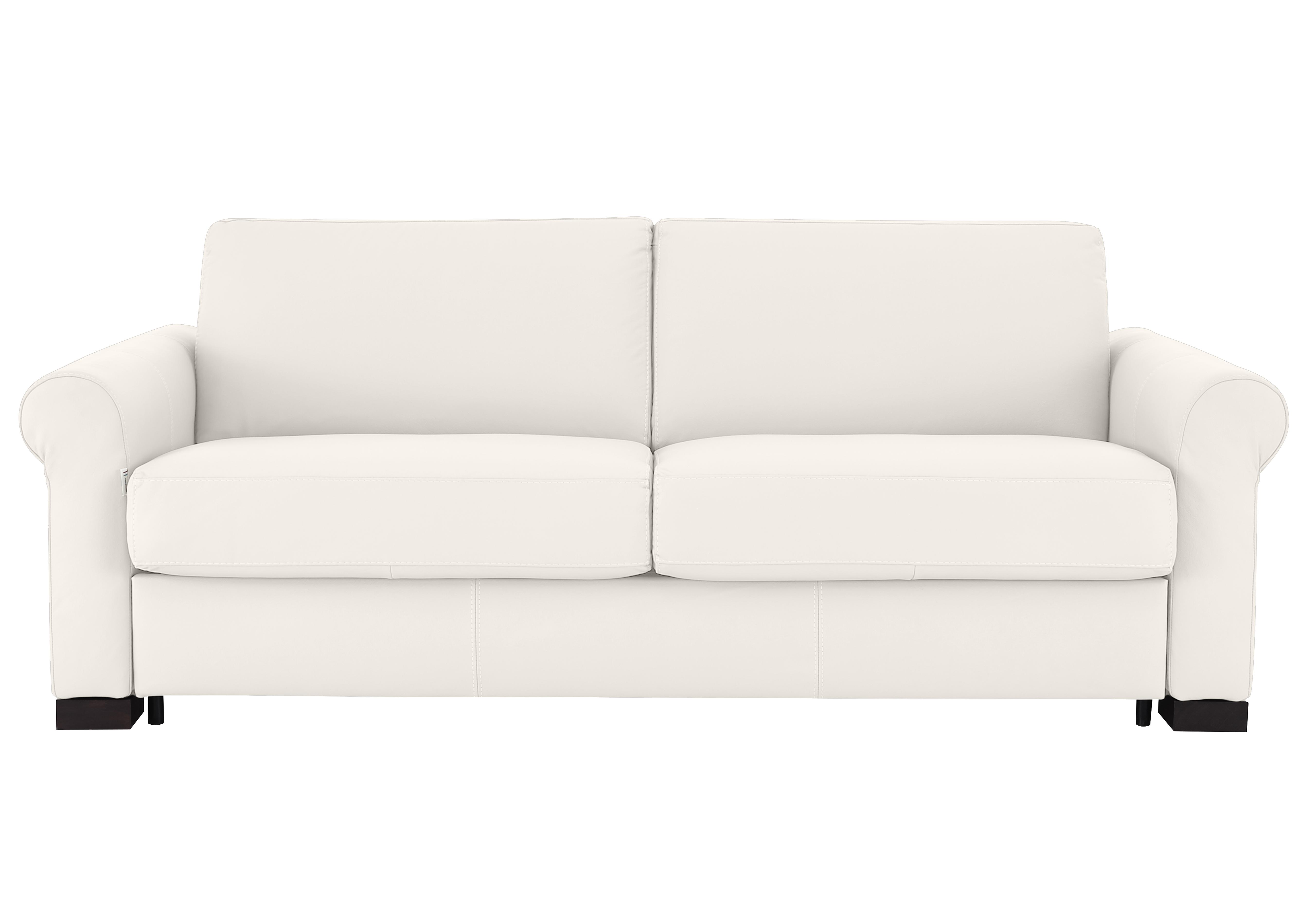 Alcova 3 Seater Leather Sofa Bed with Scroll Arms in Torello Bianco 93 on Furniture Village