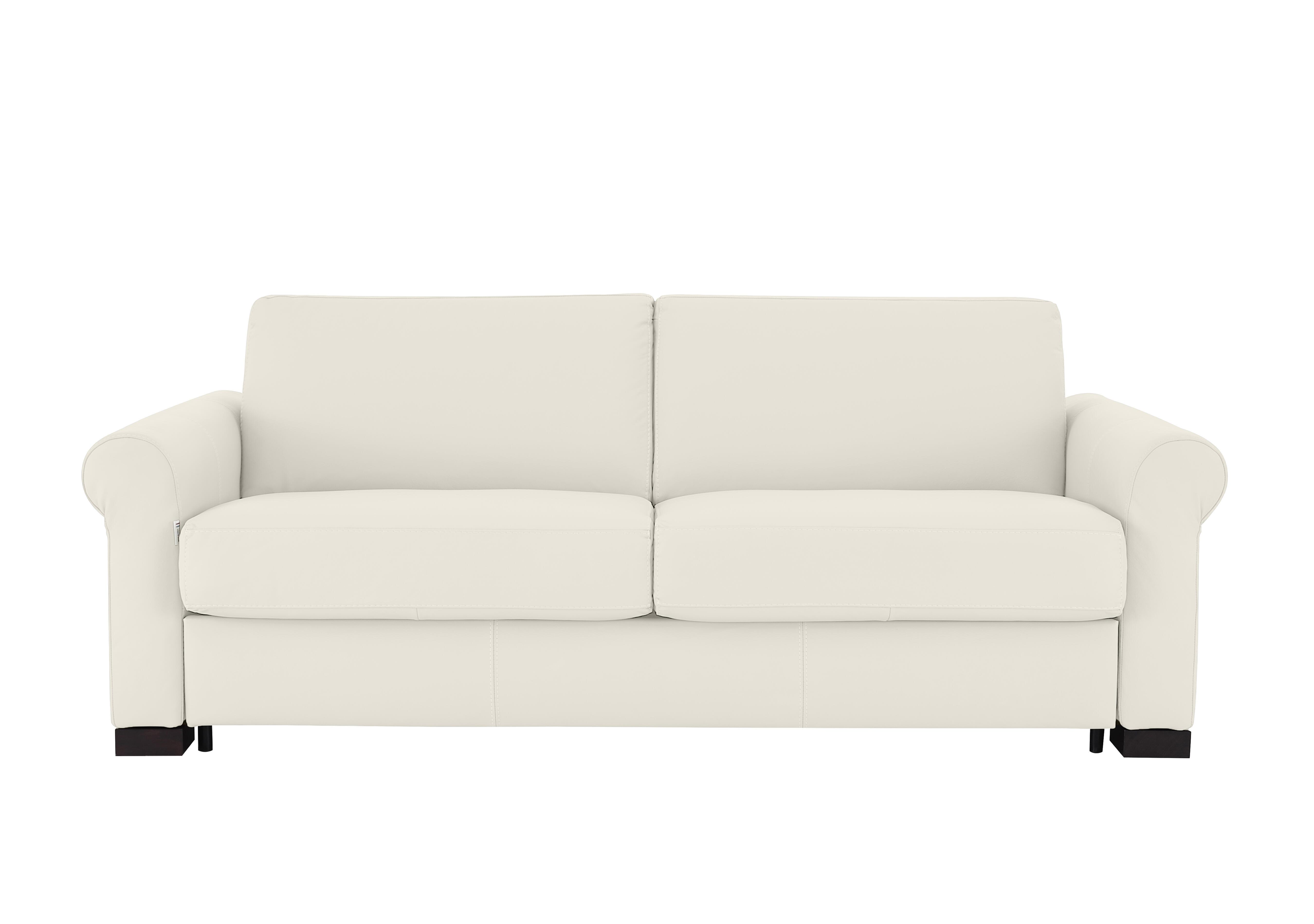 Alcova 3 Seater Leather Sofa Bed with Scroll Arms in Torello Bianco Puro 370 on Furniture Village