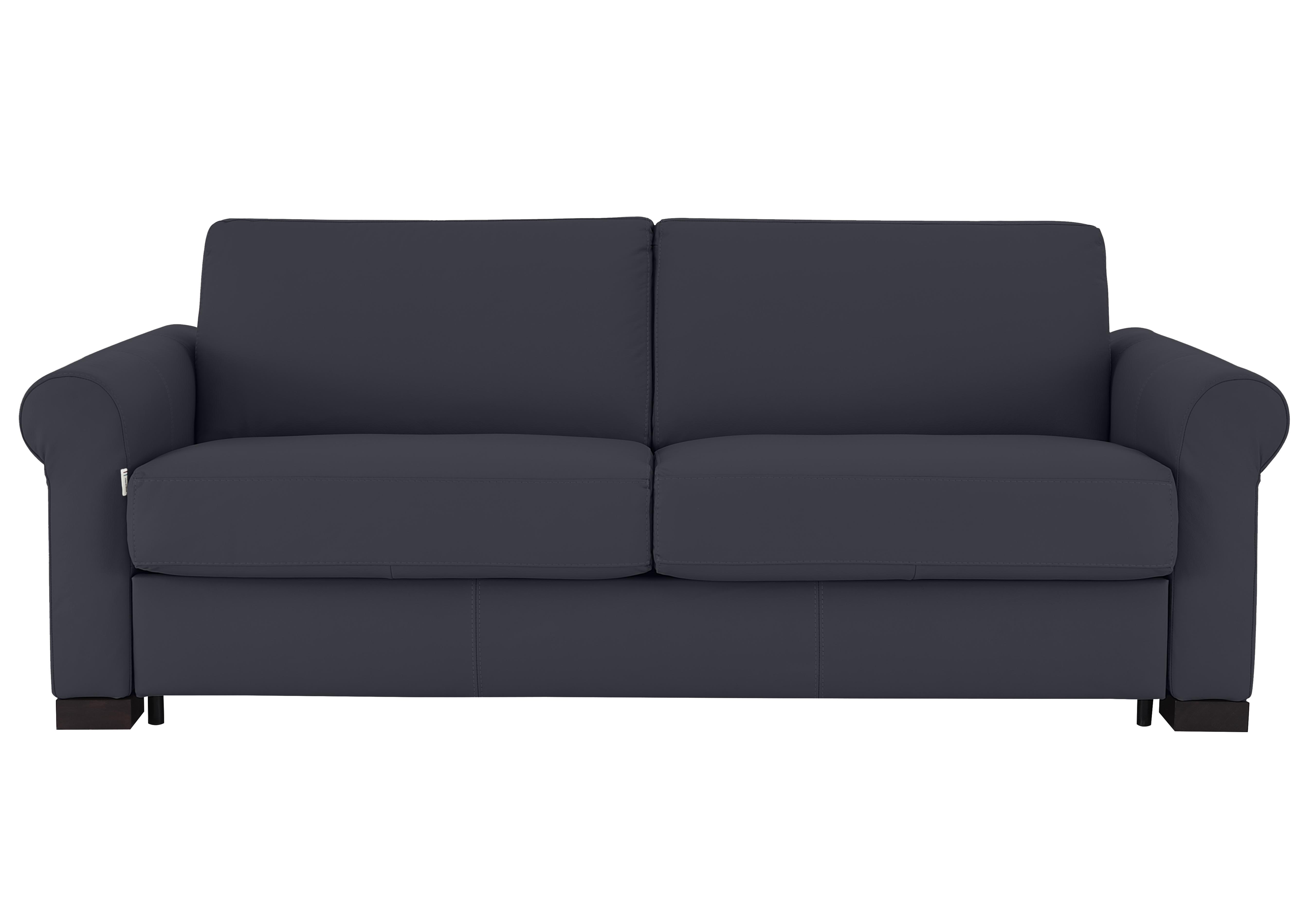 Alcova 3 Seater Leather Sofa Bed with Scroll Arms in Torello Blu 81 on Furniture Village