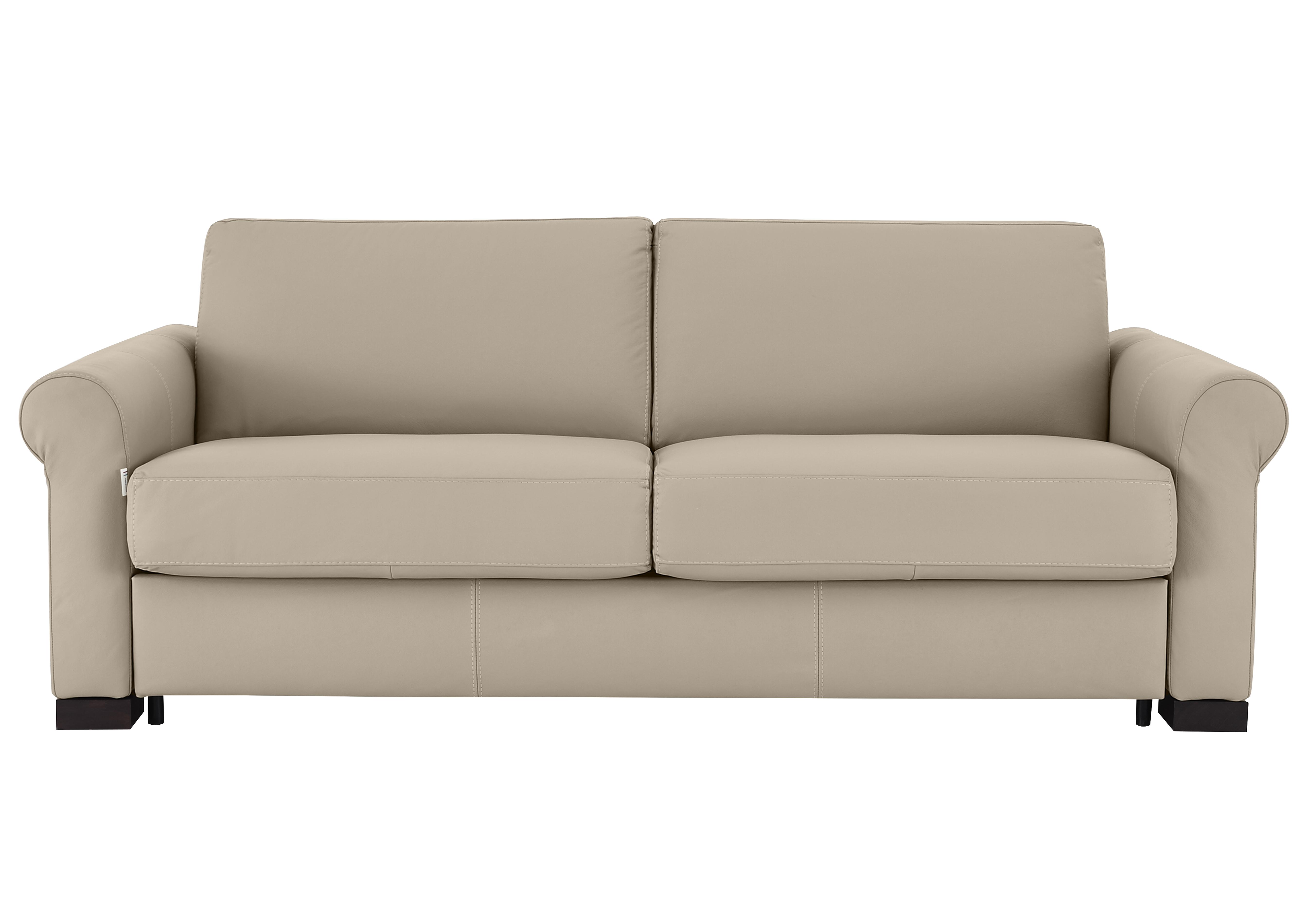 Alcova 3 Seater Leather Sofa Bed with Scroll Arms in Torello Fango 352 on Furniture Village