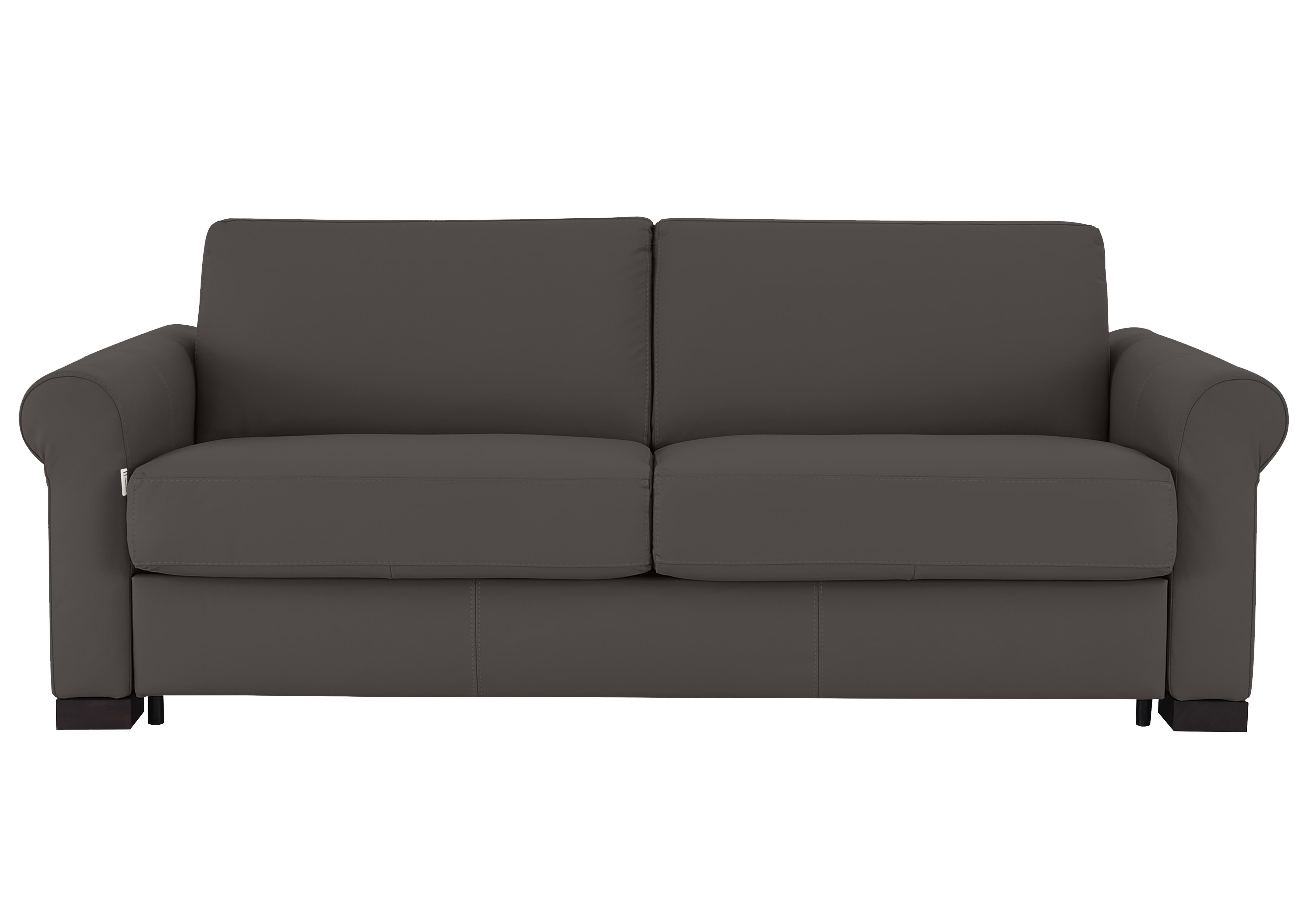 Alcova 3 Seater Leather Sofa Bed with Scroll Arms in Torello Grigio Scuro 327 on Furniture Village