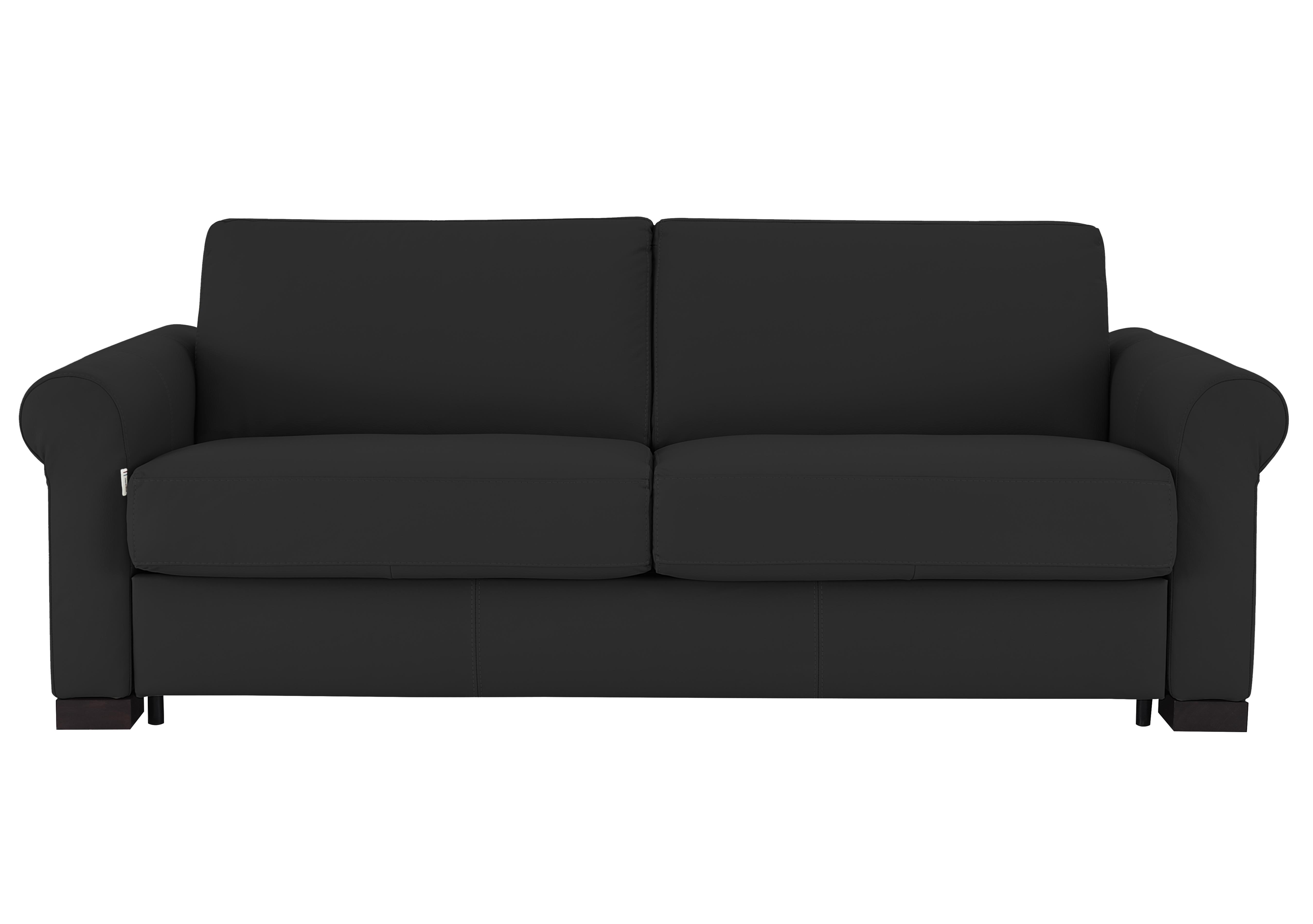 Alcova 3 Seater Leather Sofa Bed with Scroll Arms in Torello Nero 71 on Furniture Village