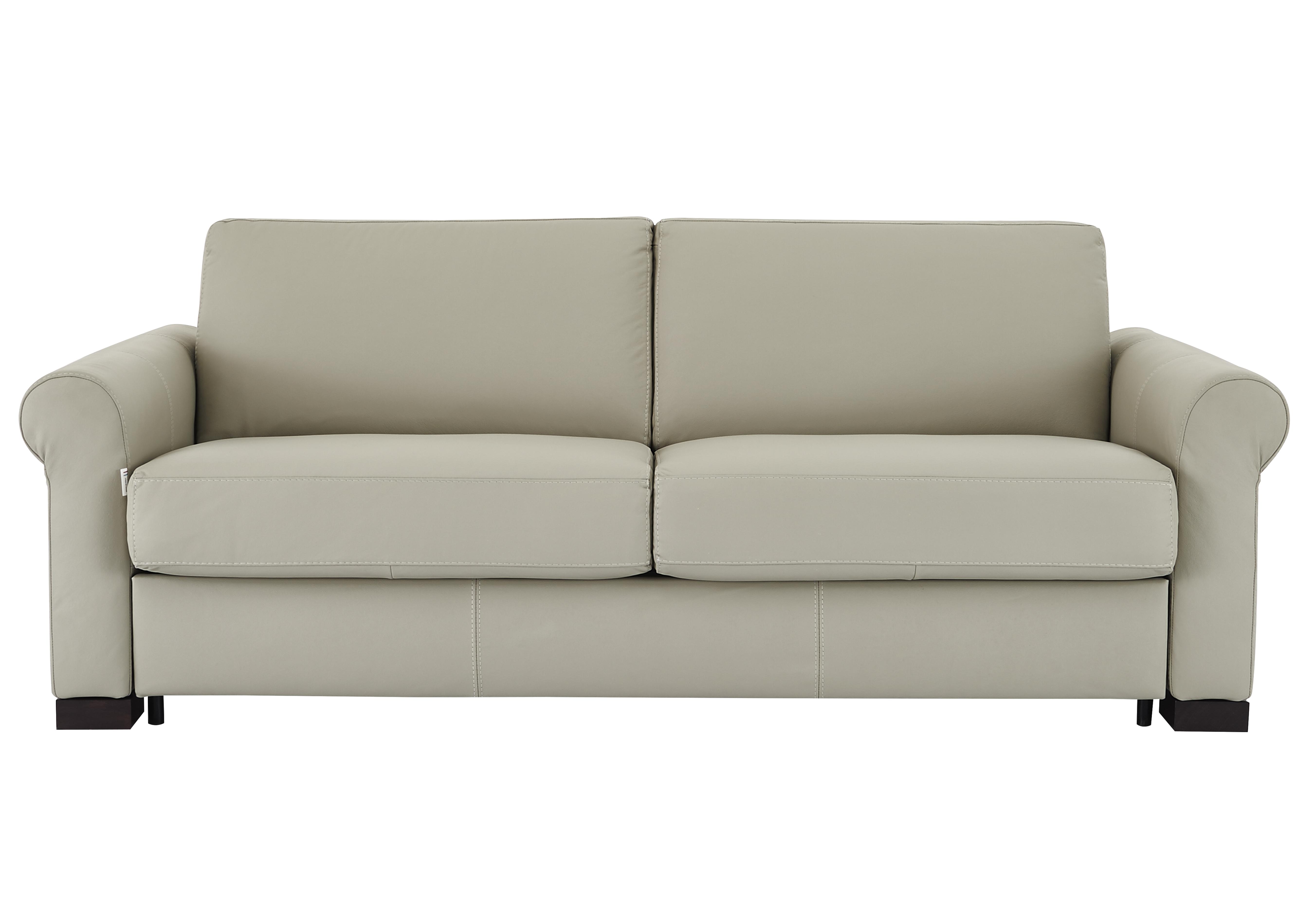 Alcova 3 Seater Leather Sofa Bed with Scroll Arms in Torello Tortora 328 on Furniture Village