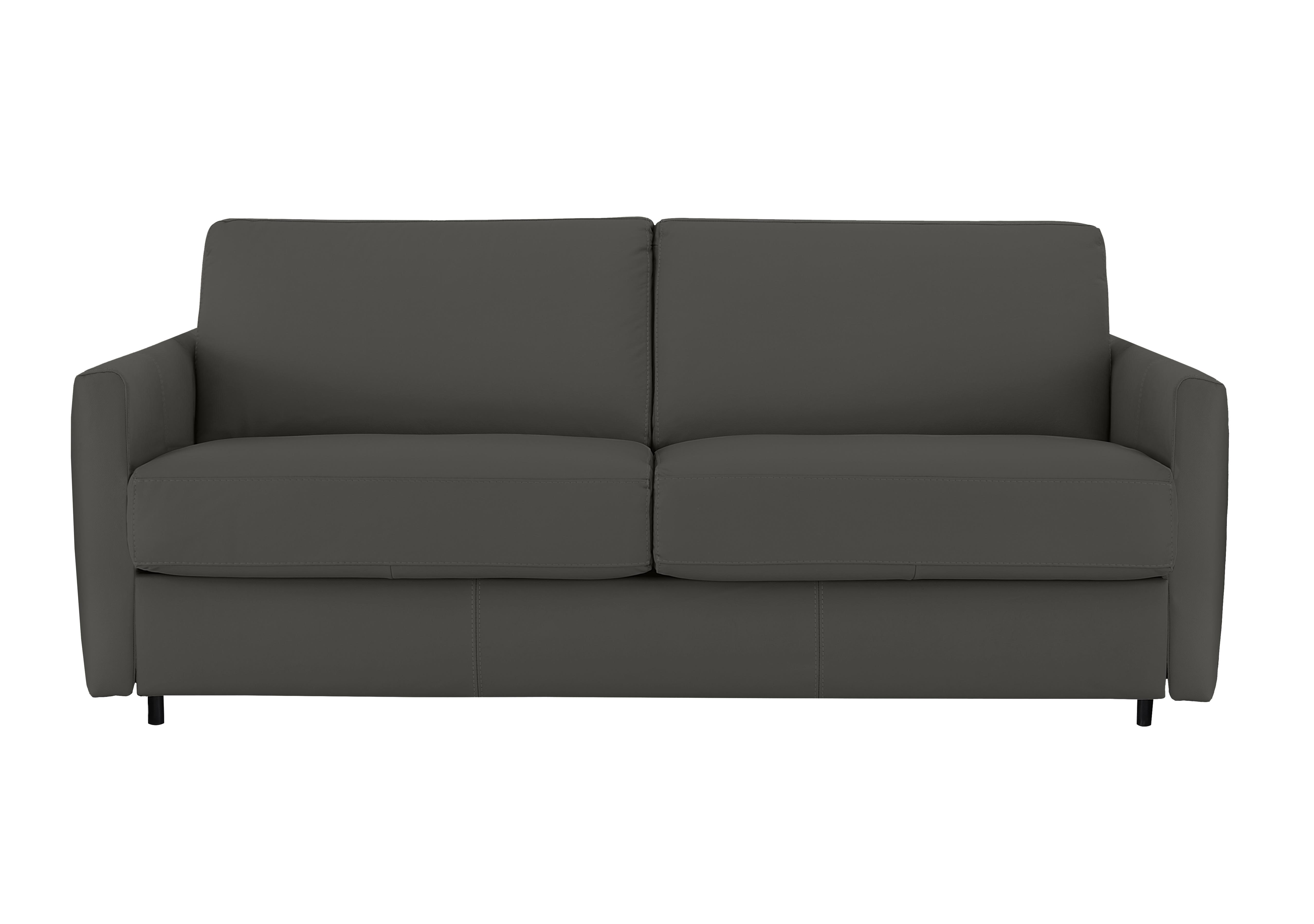 Alcova 3 Seater Leather Sofa Bed with Slim Arms in Botero Grigio 2162 on Furniture Village