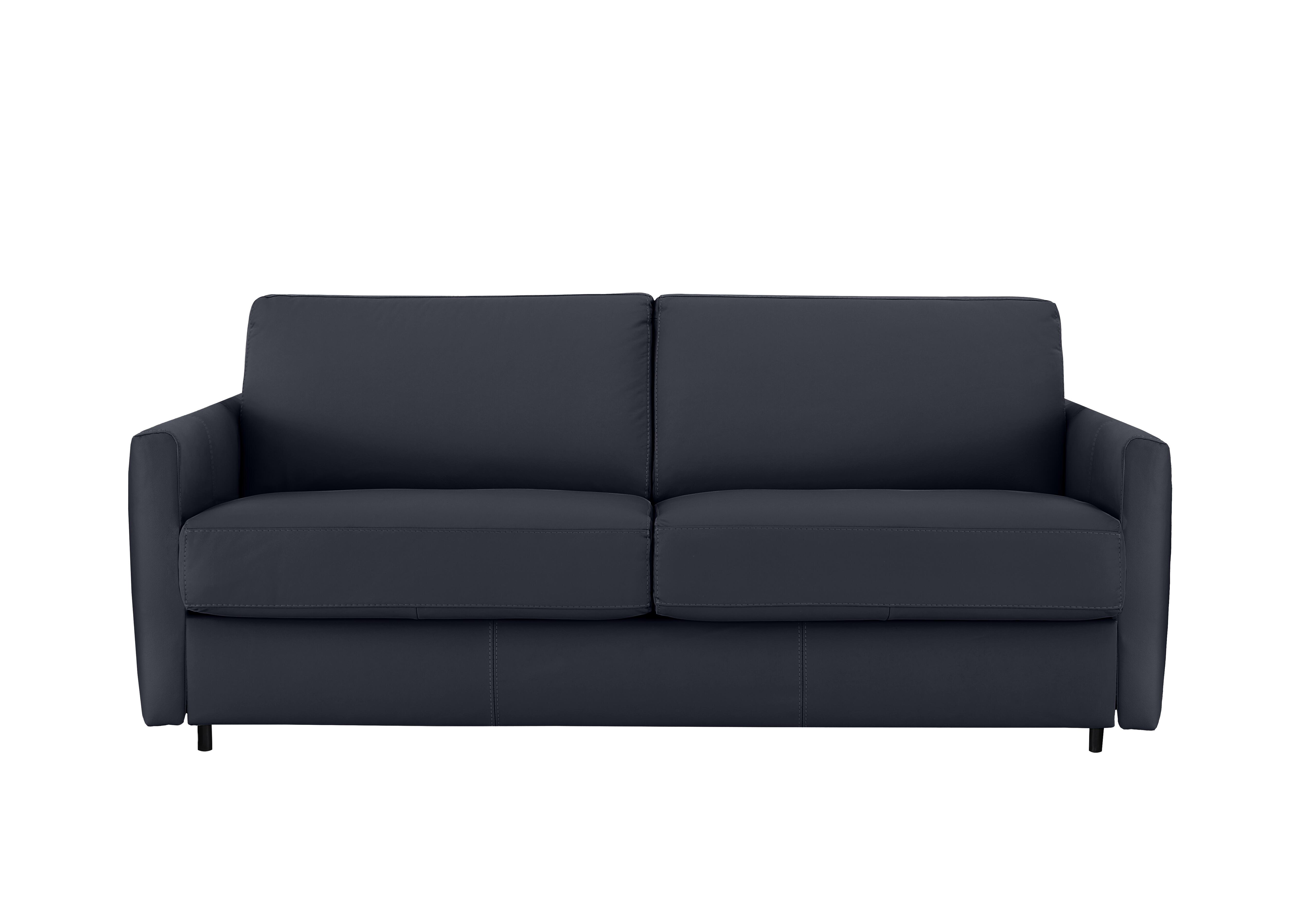 Alcova 3 Seater Leather Sofa Bed with Slim Arms in Botero Navy 2172 on Furniture Village
