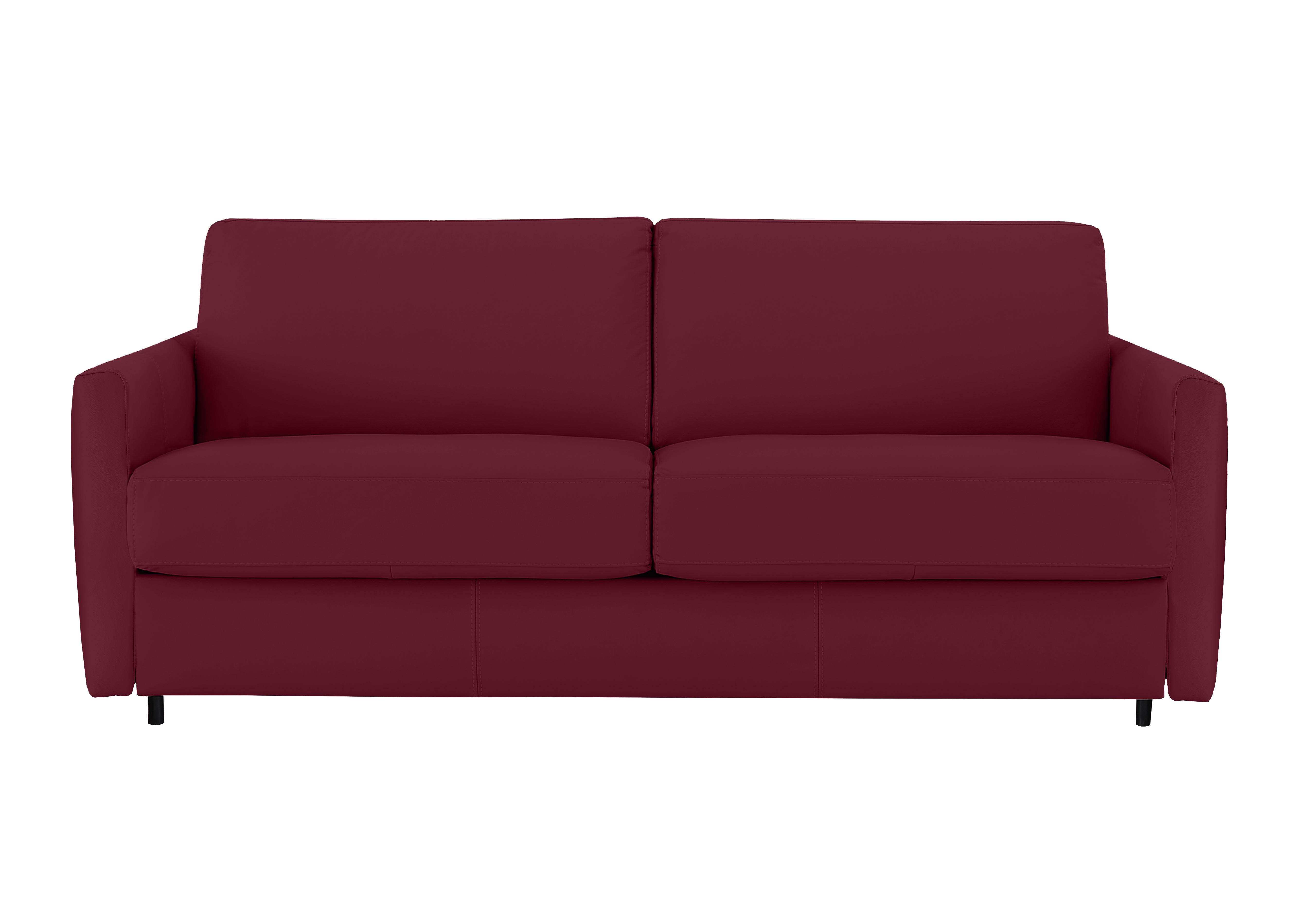 Alcova 3 Seater Leather Sofa Bed with Slim Arms in Dali Bordeaux 1521 on Furniture Village