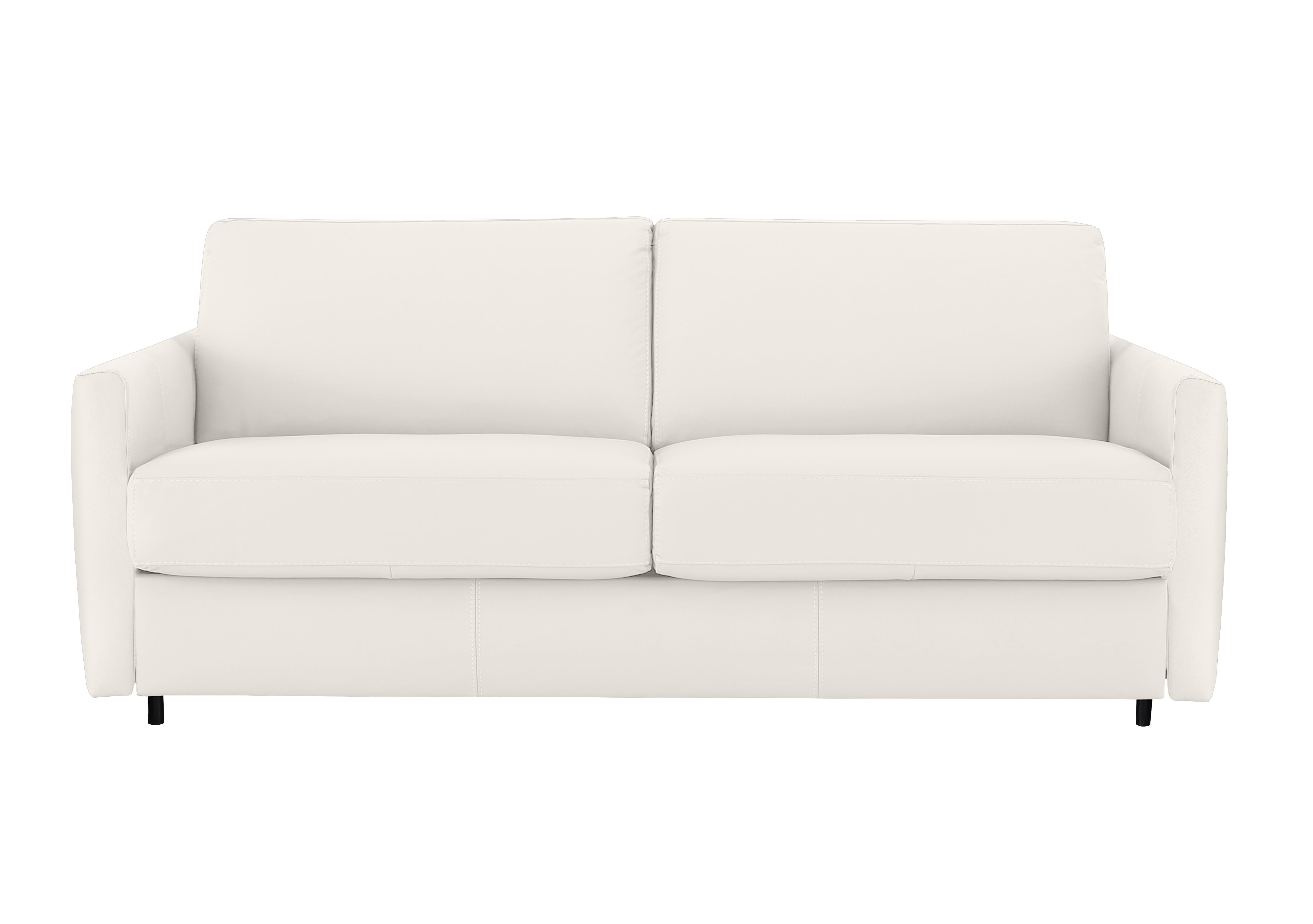 Alcova 3 Seater Leather Sofa Bed with Slim Arms in Torello Bianco 93 on Furniture Village