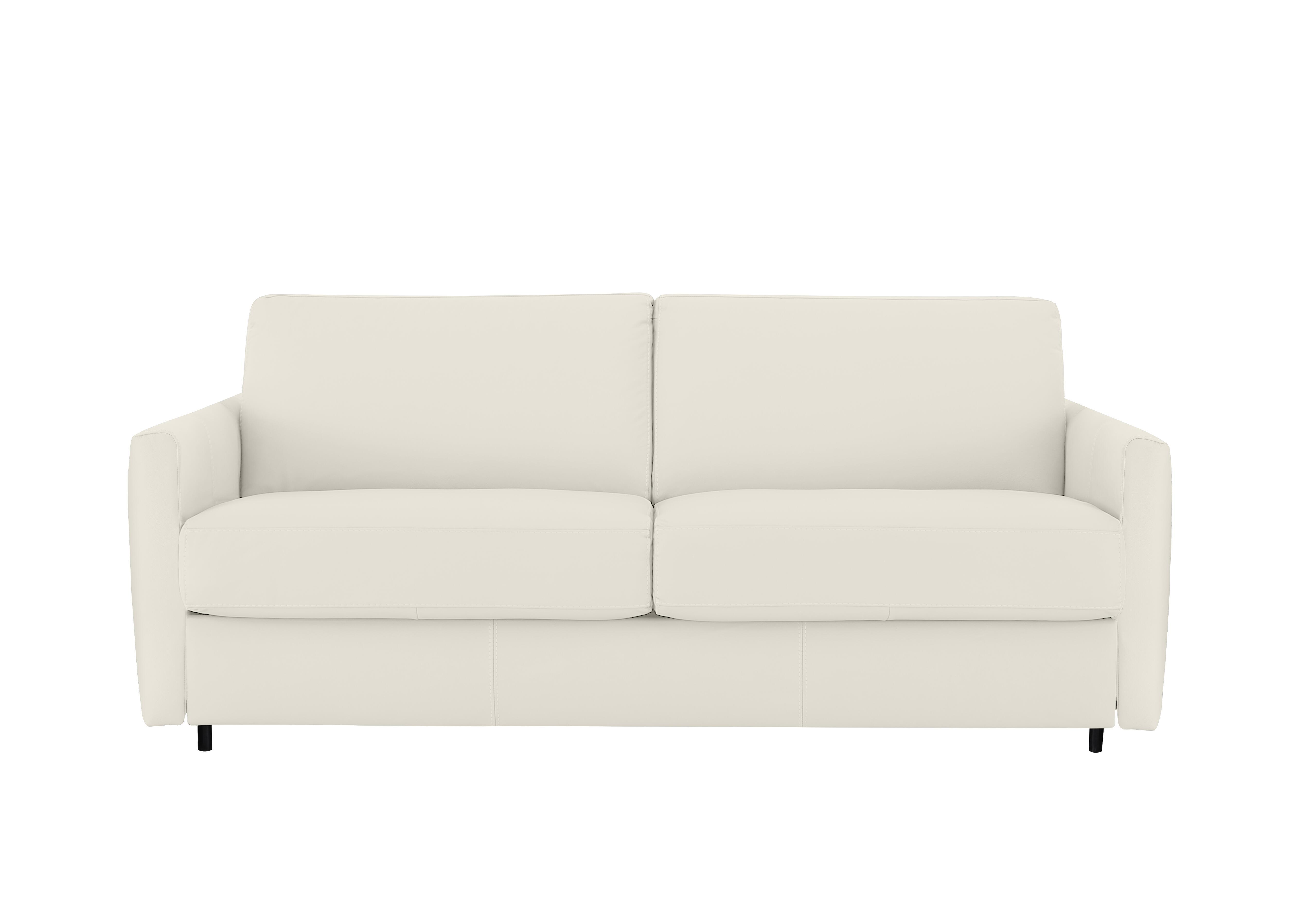 Alcova 3 Seater Leather Sofa Bed with Slim Arms in Torello Bianco Puro 370 on Furniture Village