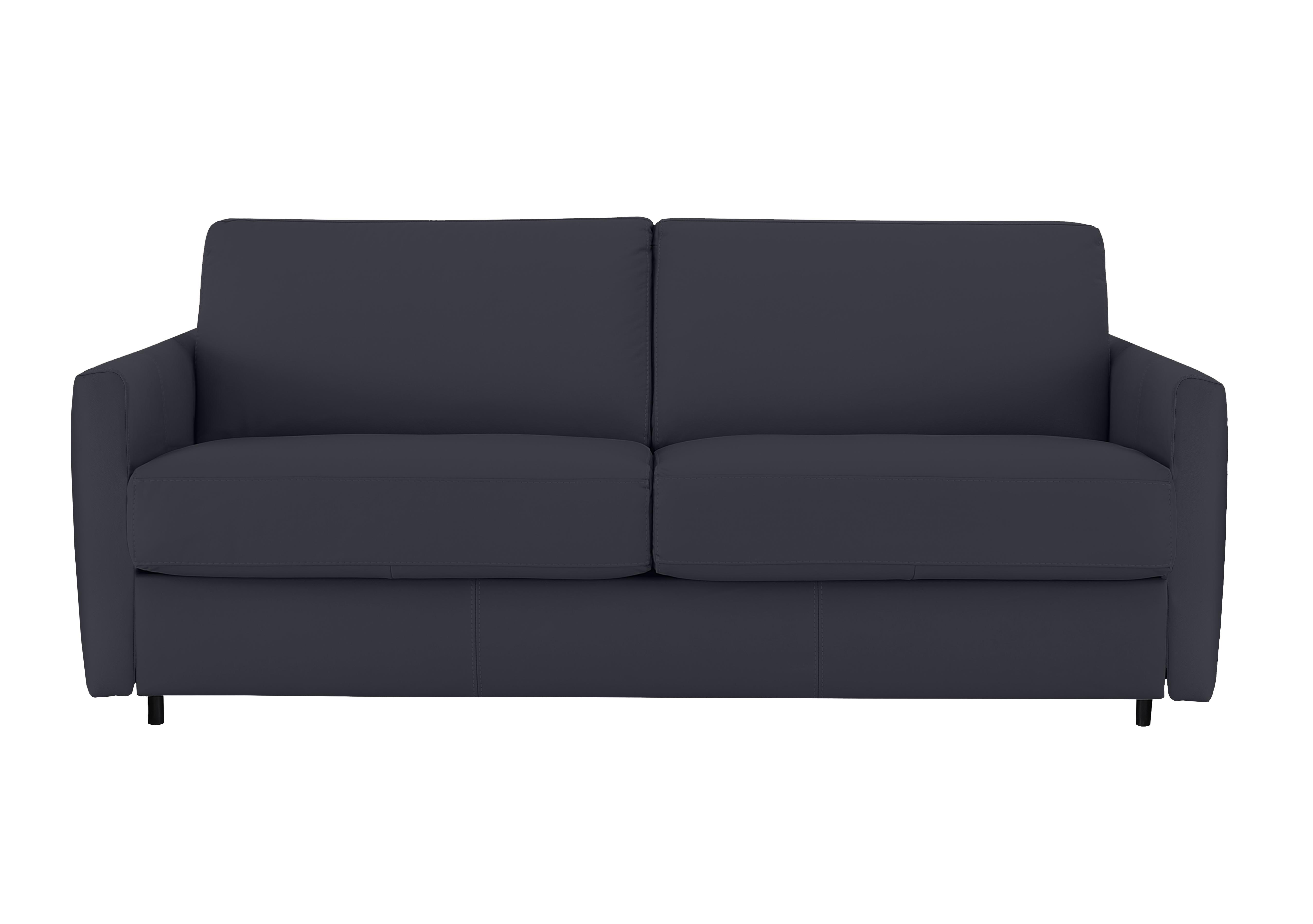 Alcova 3 Seater Leather Sofa Bed with Slim Arms in Torello Blu 81 on Furniture Village