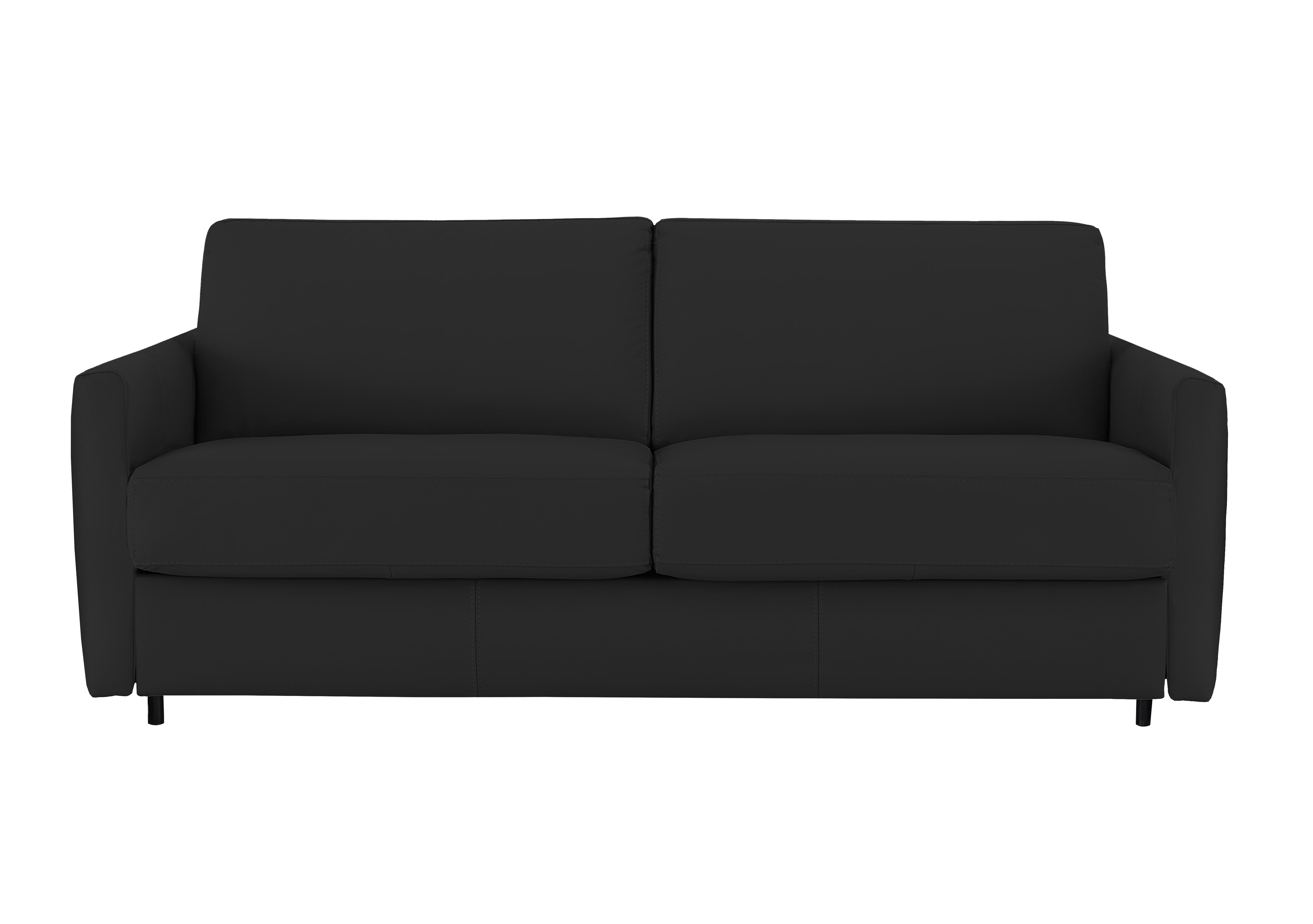 Alcova 3 Seater Leather Sofa Bed with Slim Arms in Torello Nero 71 on Furniture Village