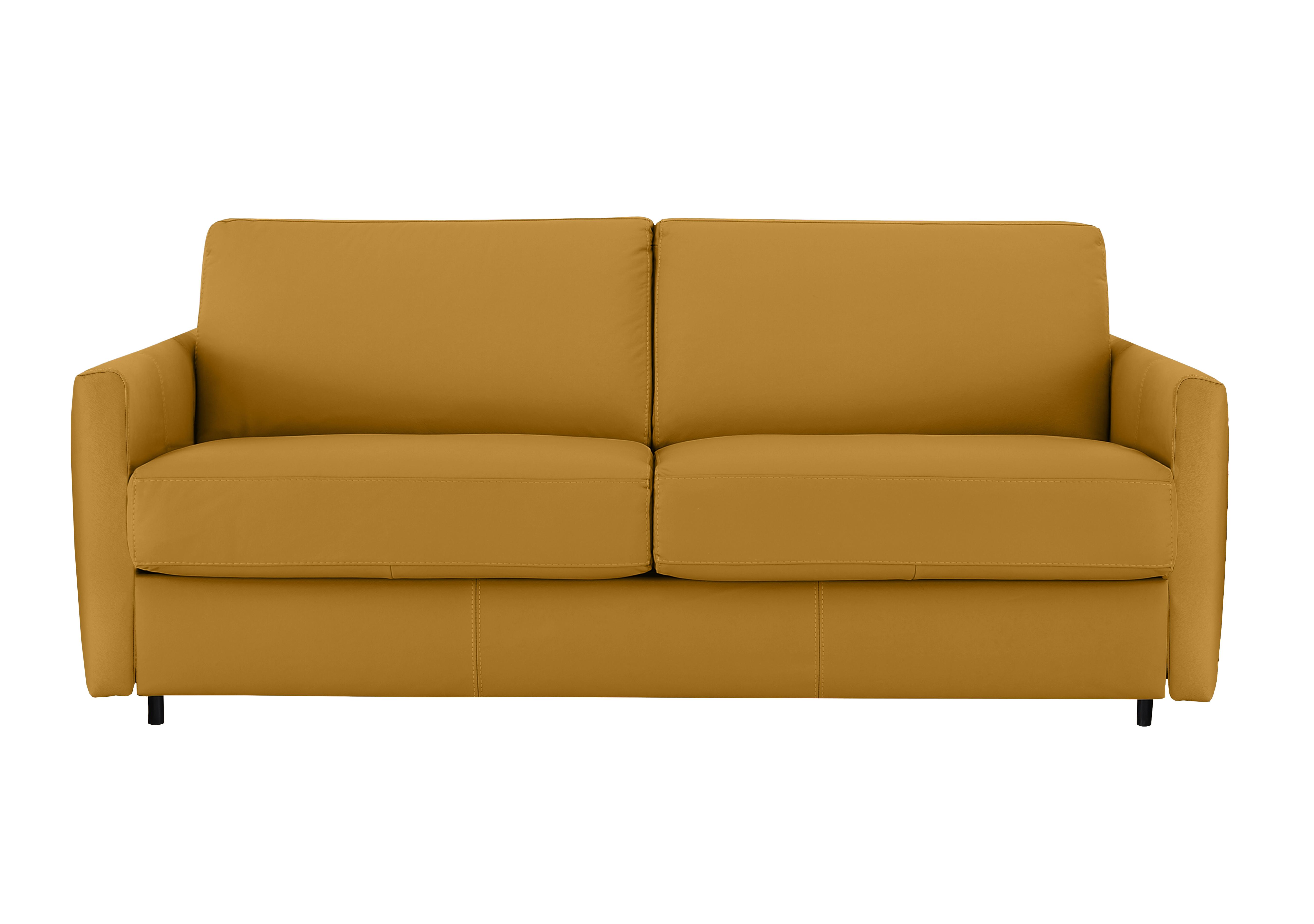 Alcova 3 Seater Leather Sofa Bed with Slim Arms in Torello Senape 355 on Furniture Village
