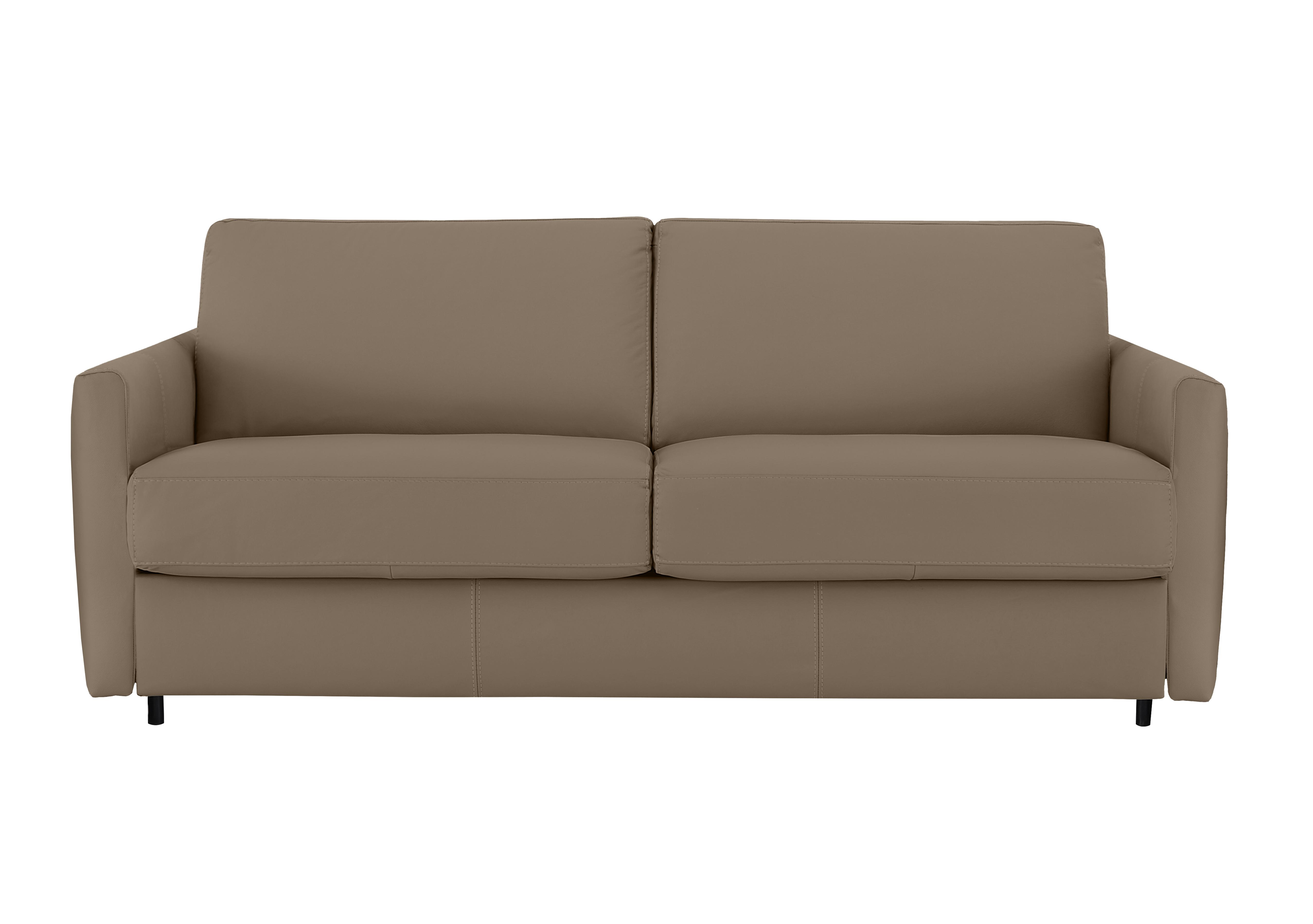 Alcova 3 Seater Leather Sofa Bed with Slim Arms in Torello Taupe 312 on Furniture Village