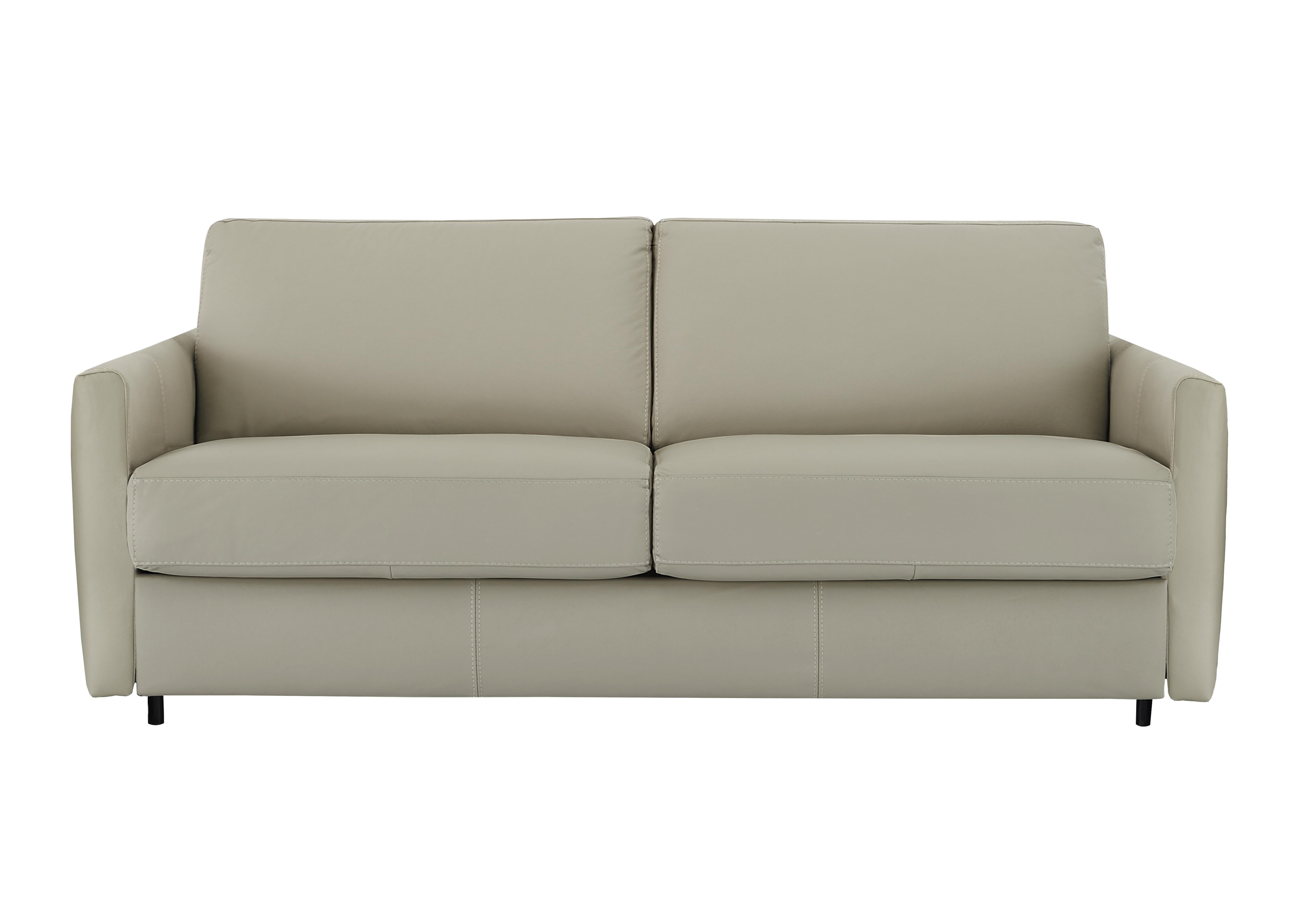Alcova 3 Seater Leather Sofa Bed with Slim Arms in Torello Tortora 328 on Furniture Village