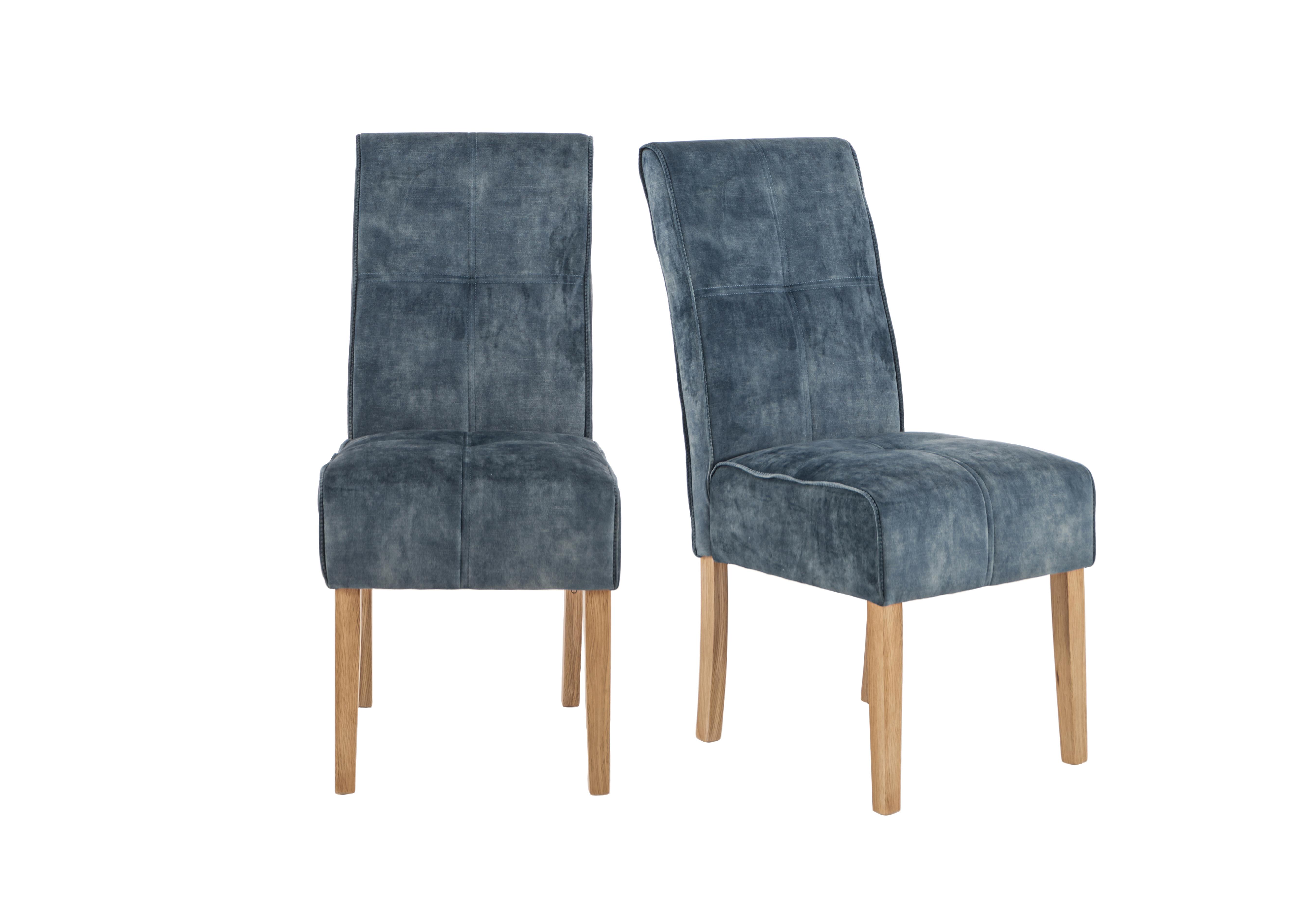 California Pair of Velvet Fabric Dining Chairs in Ocean on Furniture Village
