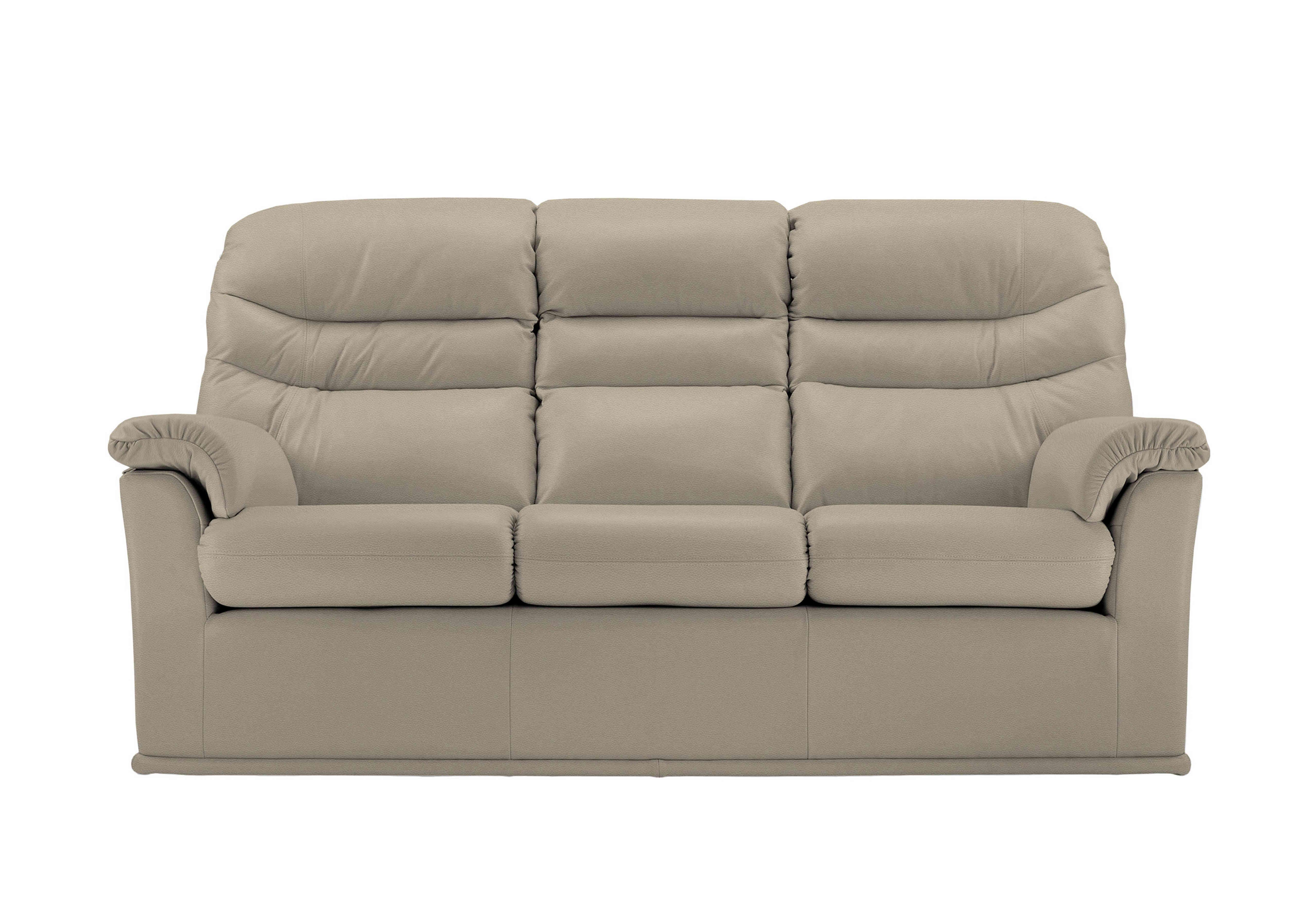 Malvern 3 Cushion 3 Seater Leather Sofa in H001 Oxford Mushroom on Furniture Village