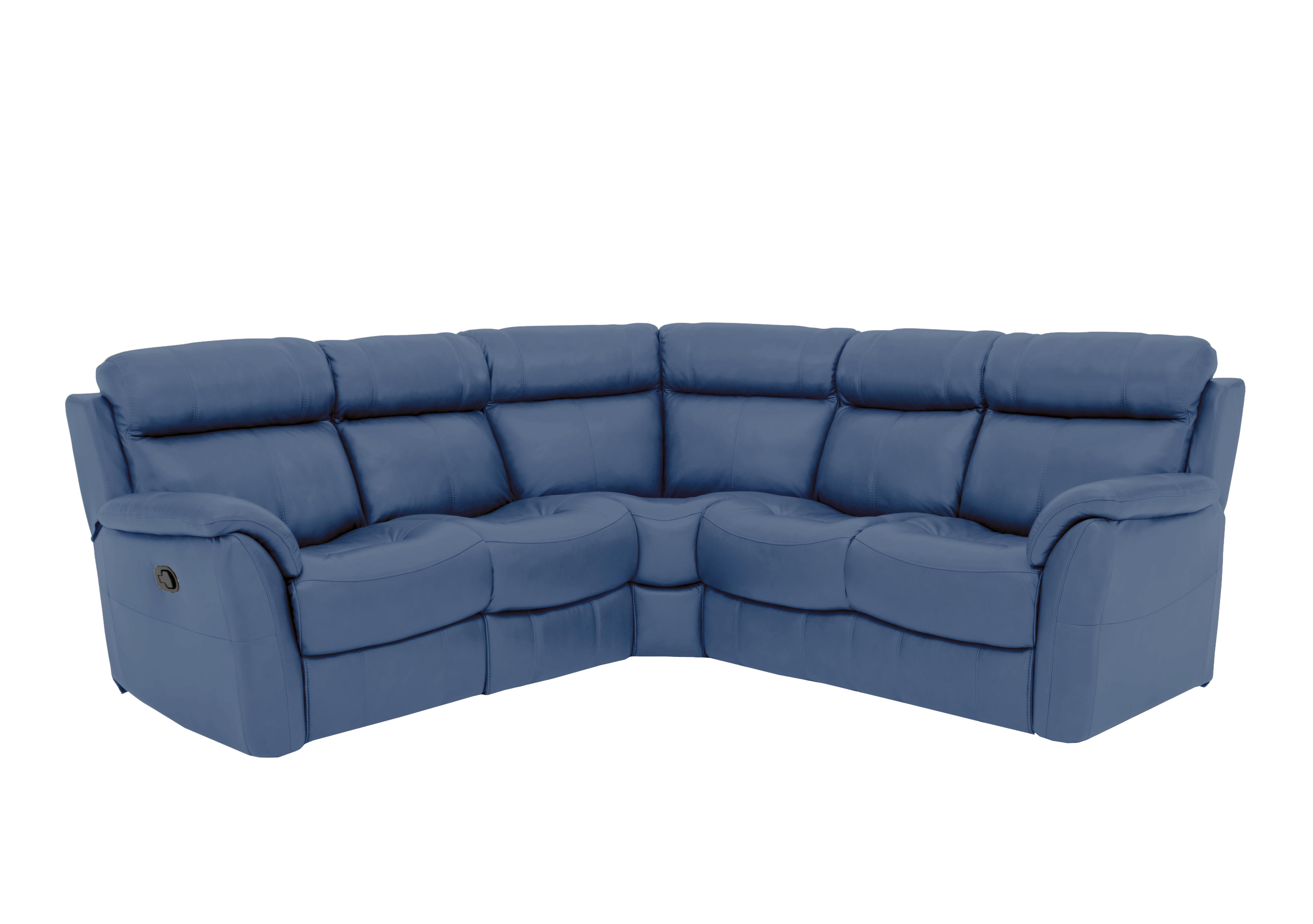 Relax Station Revive Leather Corner Sofa in Bv-313e Ocean Blue on Furniture Village